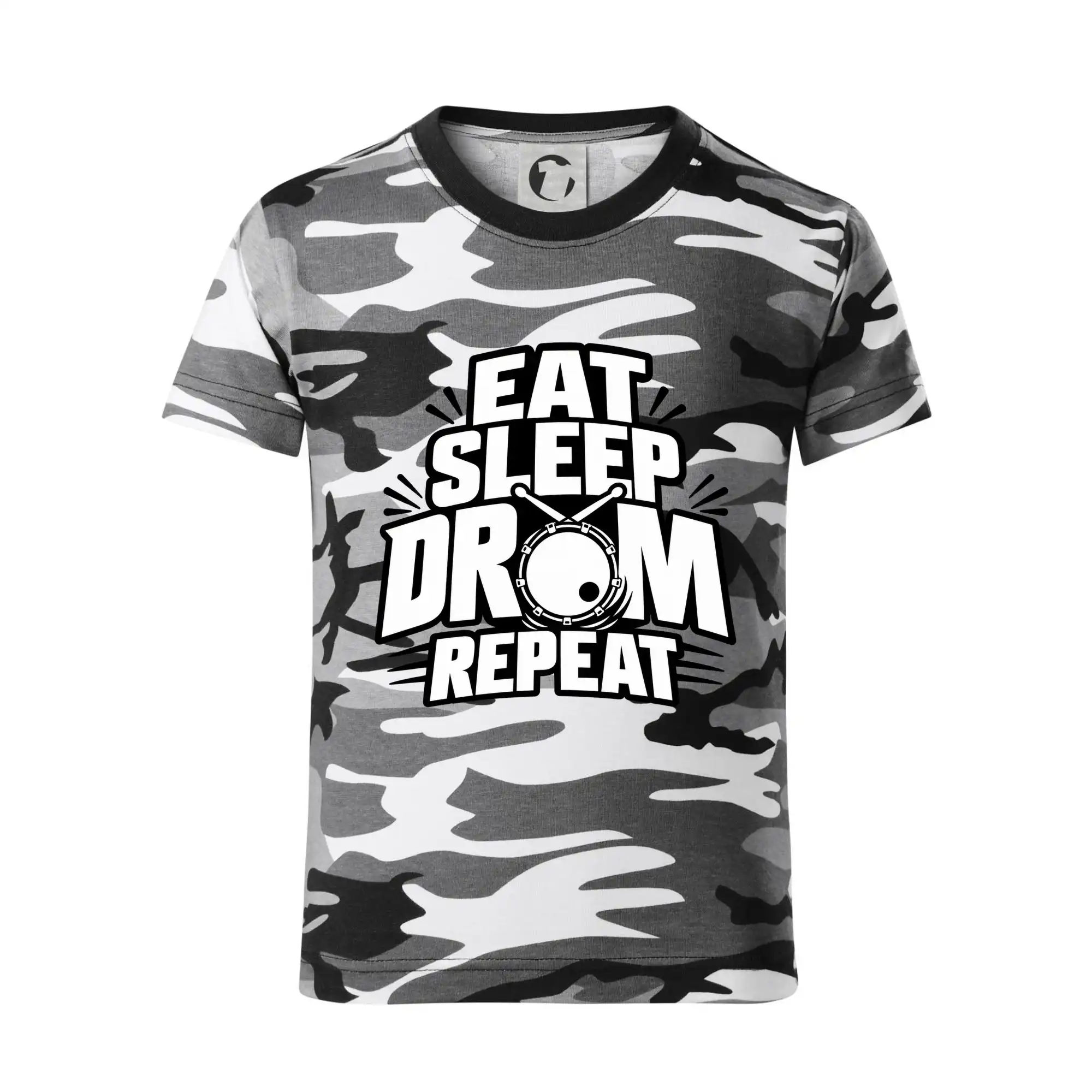Eat sleep drum repeat - minimalistický bubenický slogan