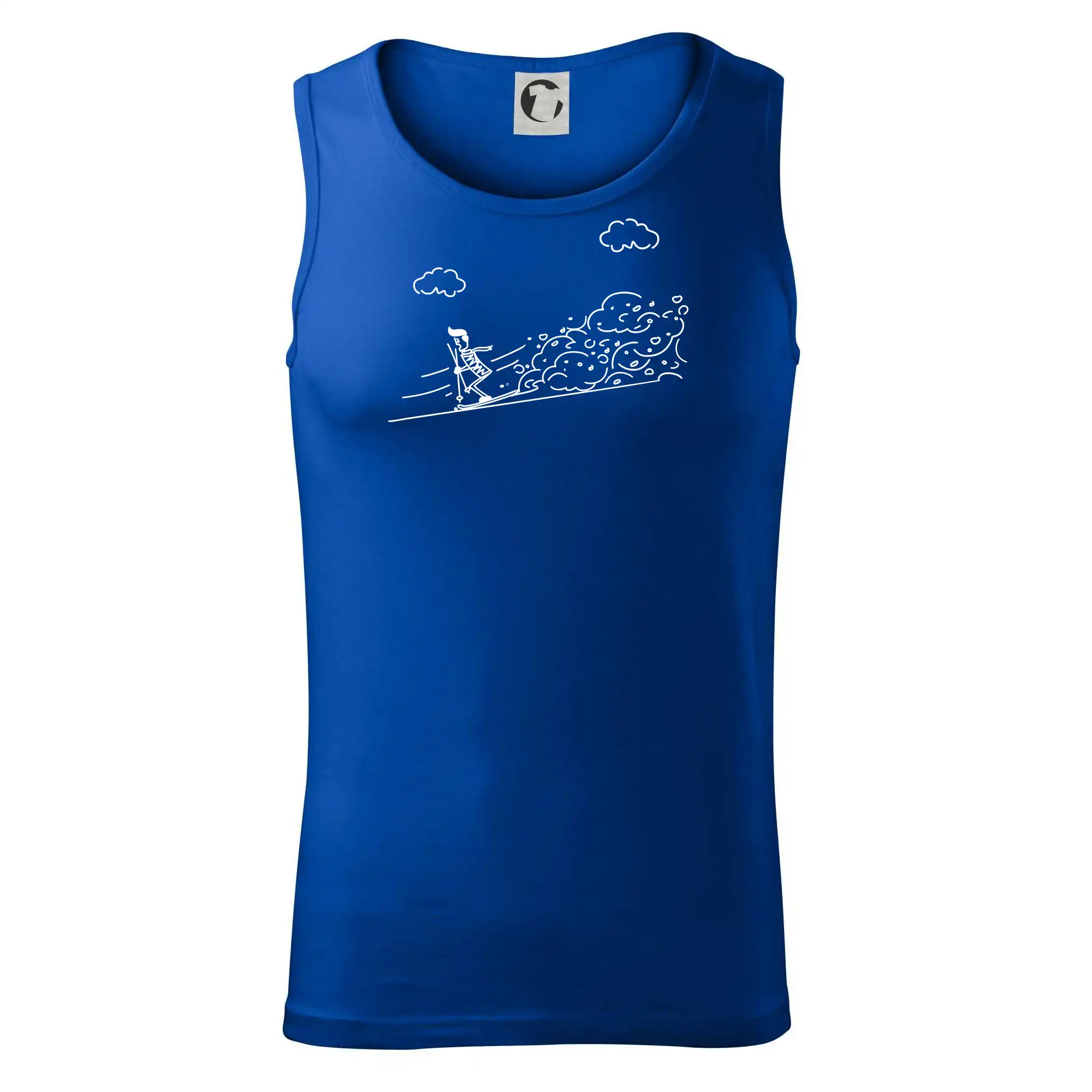 Kreslený lyžař na horách