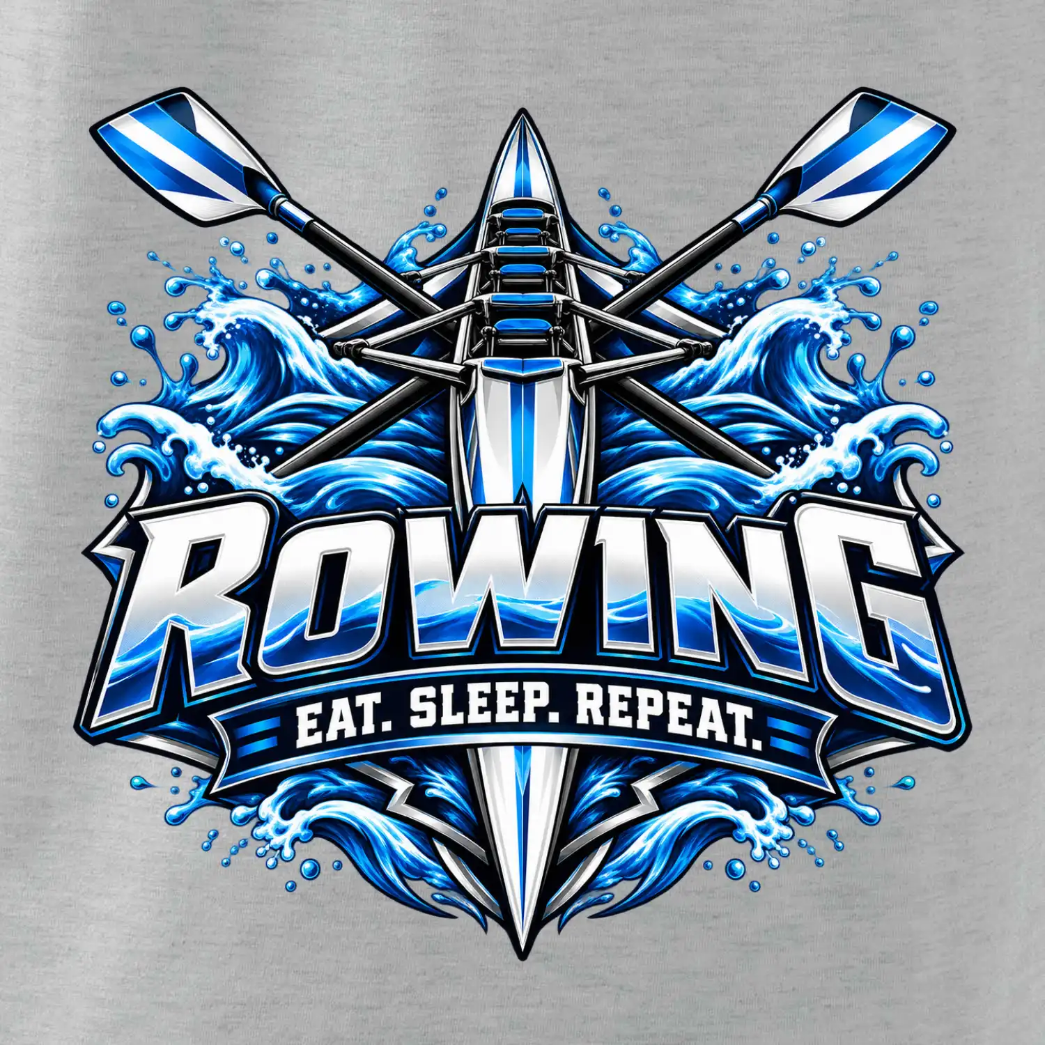 Veslařská loď se zkříženými vesly eat sleep repeat