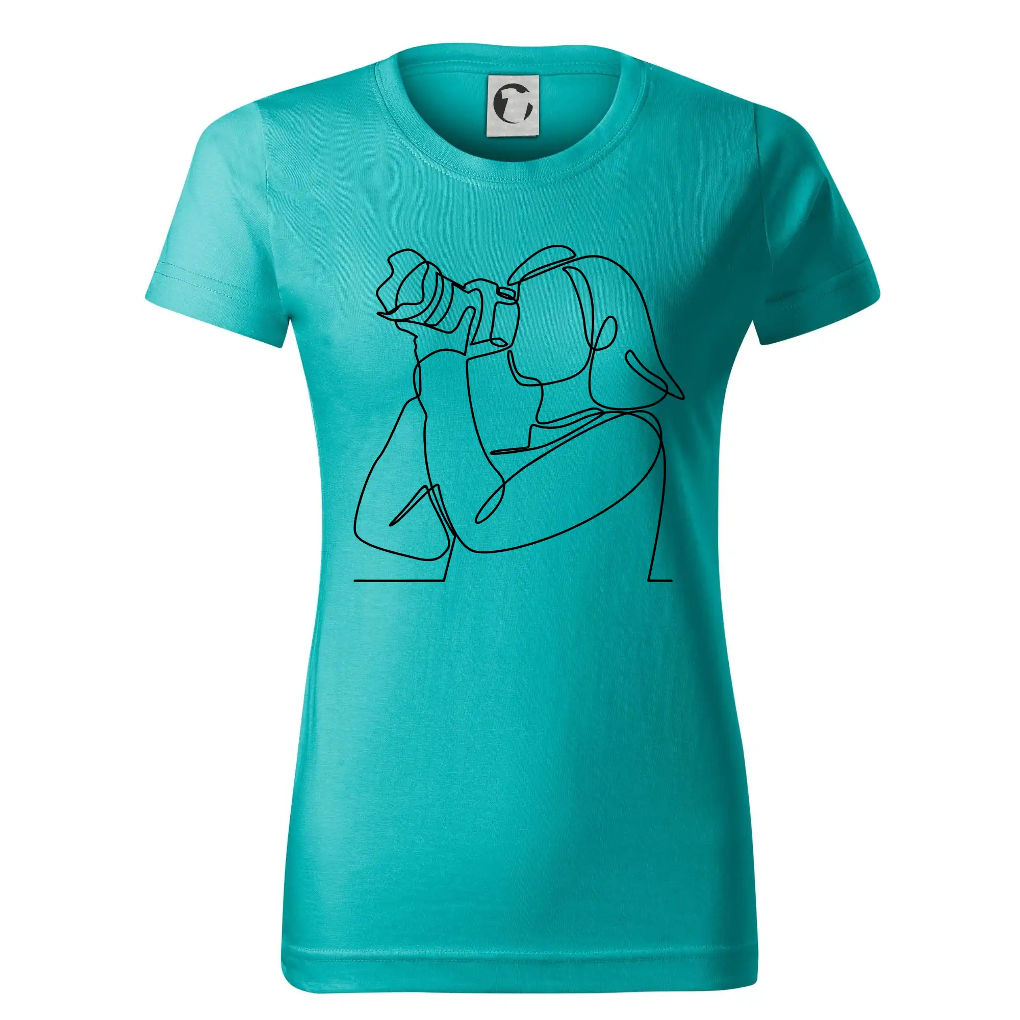 Fotografka stojící jedním tahem