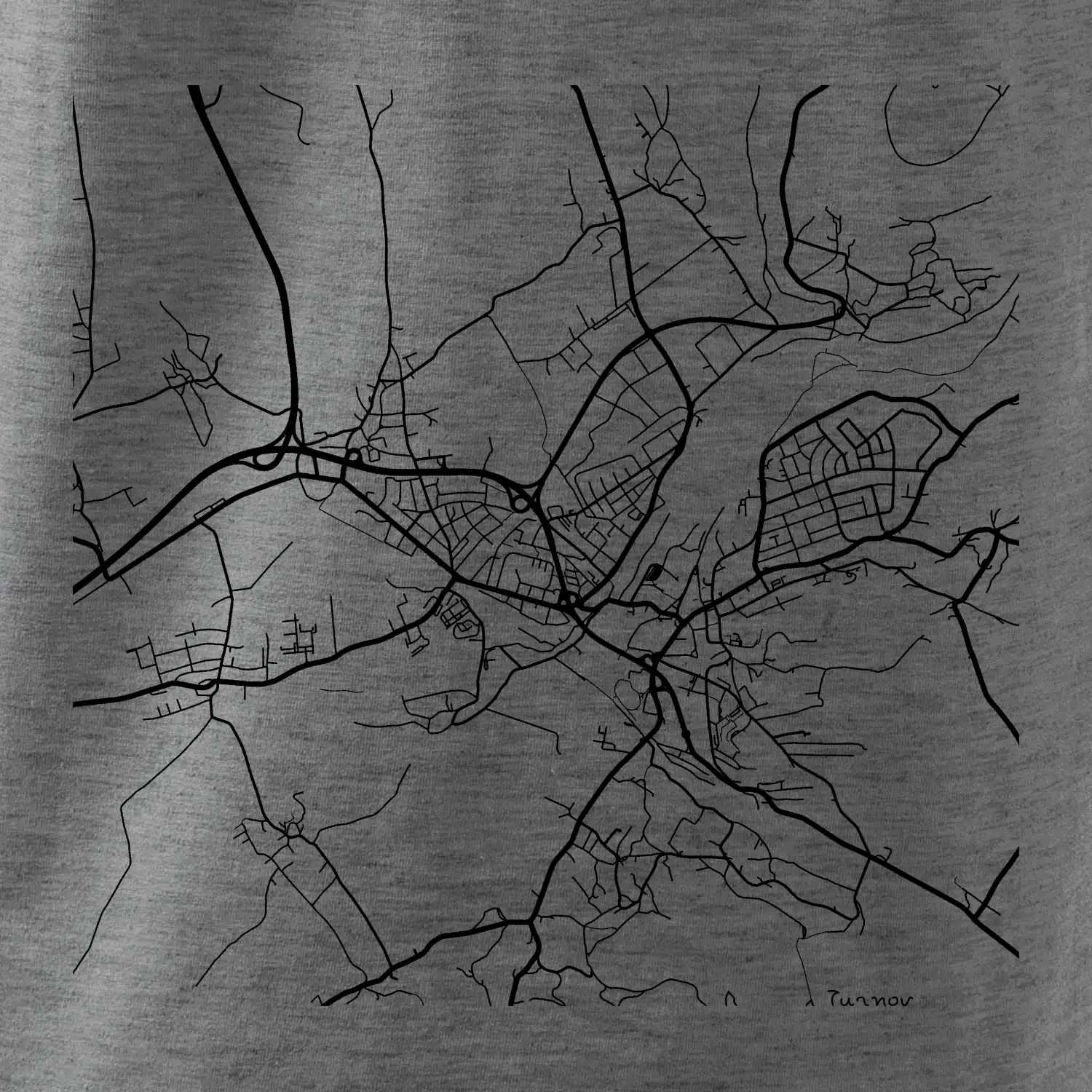 Mapy měst černobílé Turnov