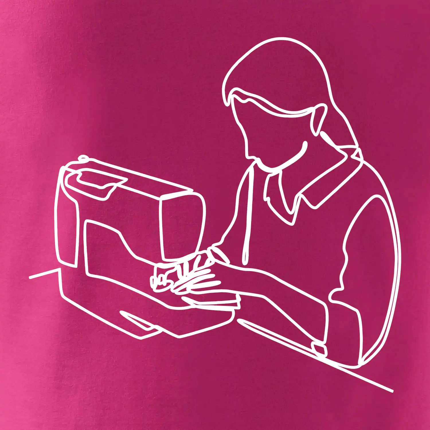 Švadlena a šicí stroj jedním tahem