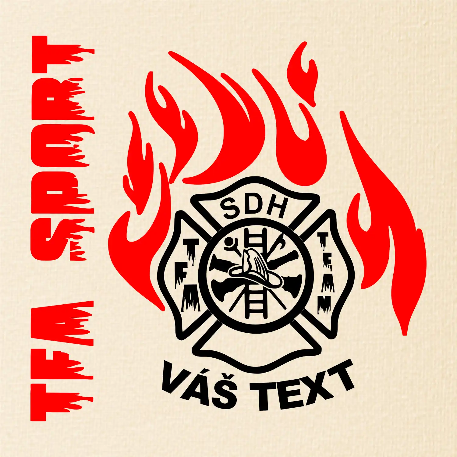 TFA Sport SDH (červený oheň) - Vlastní nápis