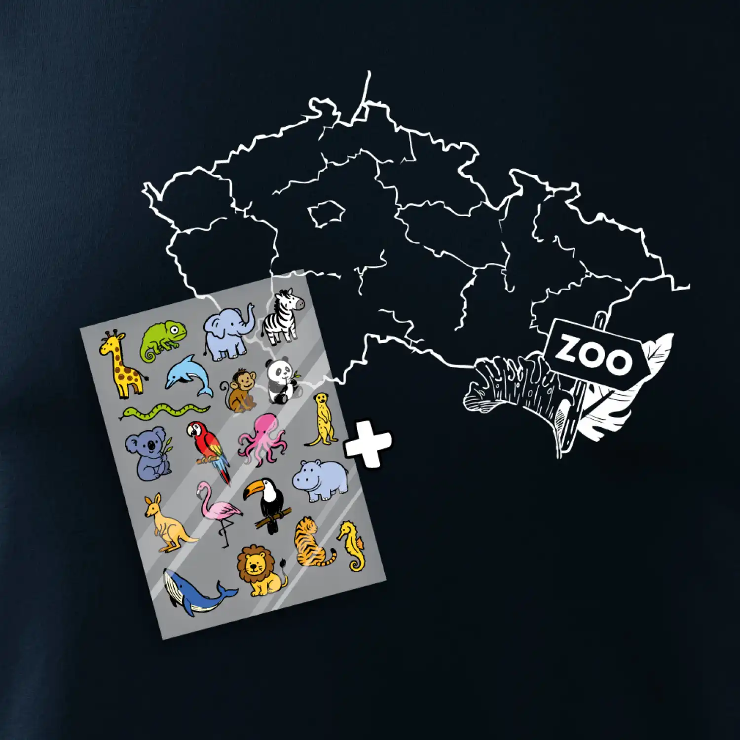 Tričko s mapou + ZOO nažehlovačky