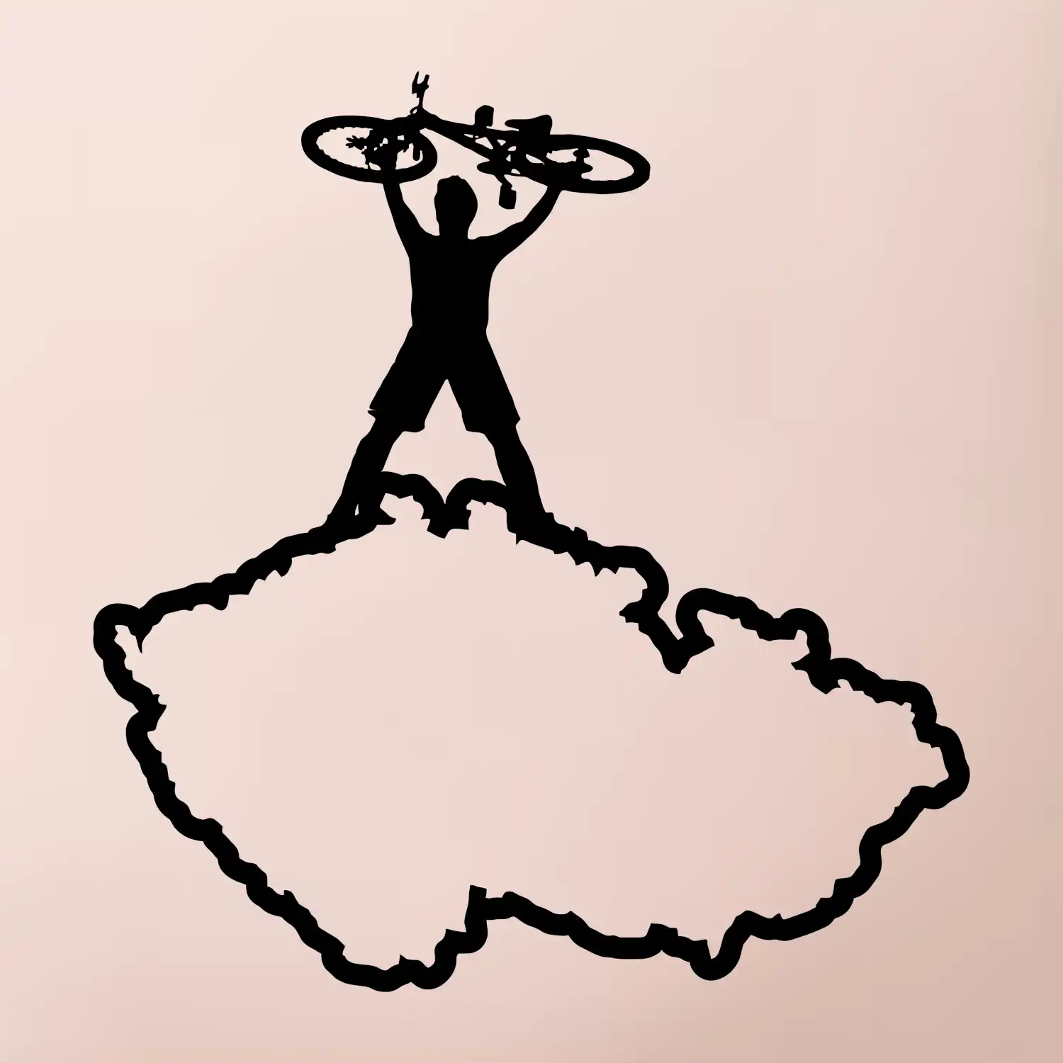 Mapa ČR - cyklista na prsou