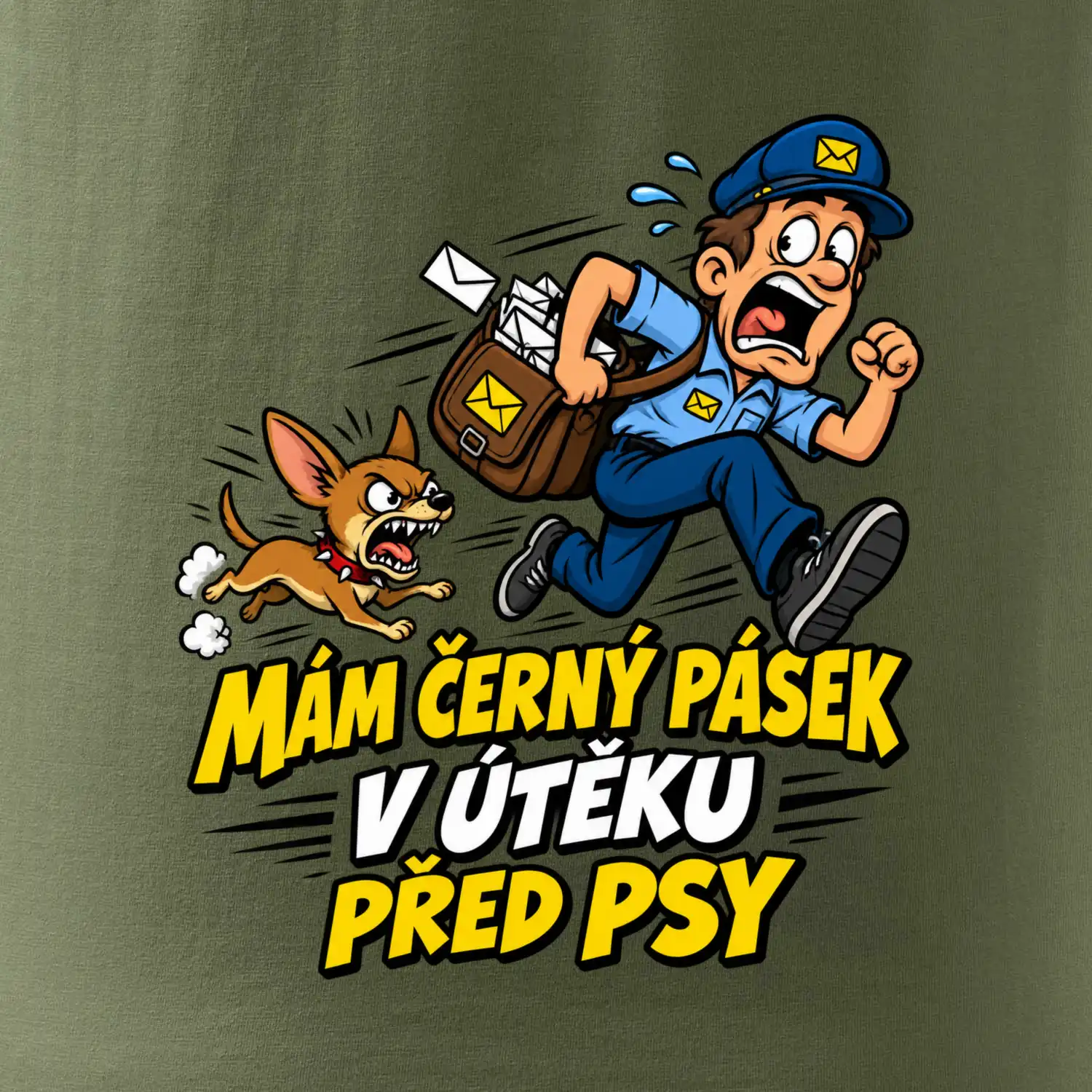 Černý pásek v útěku před psy