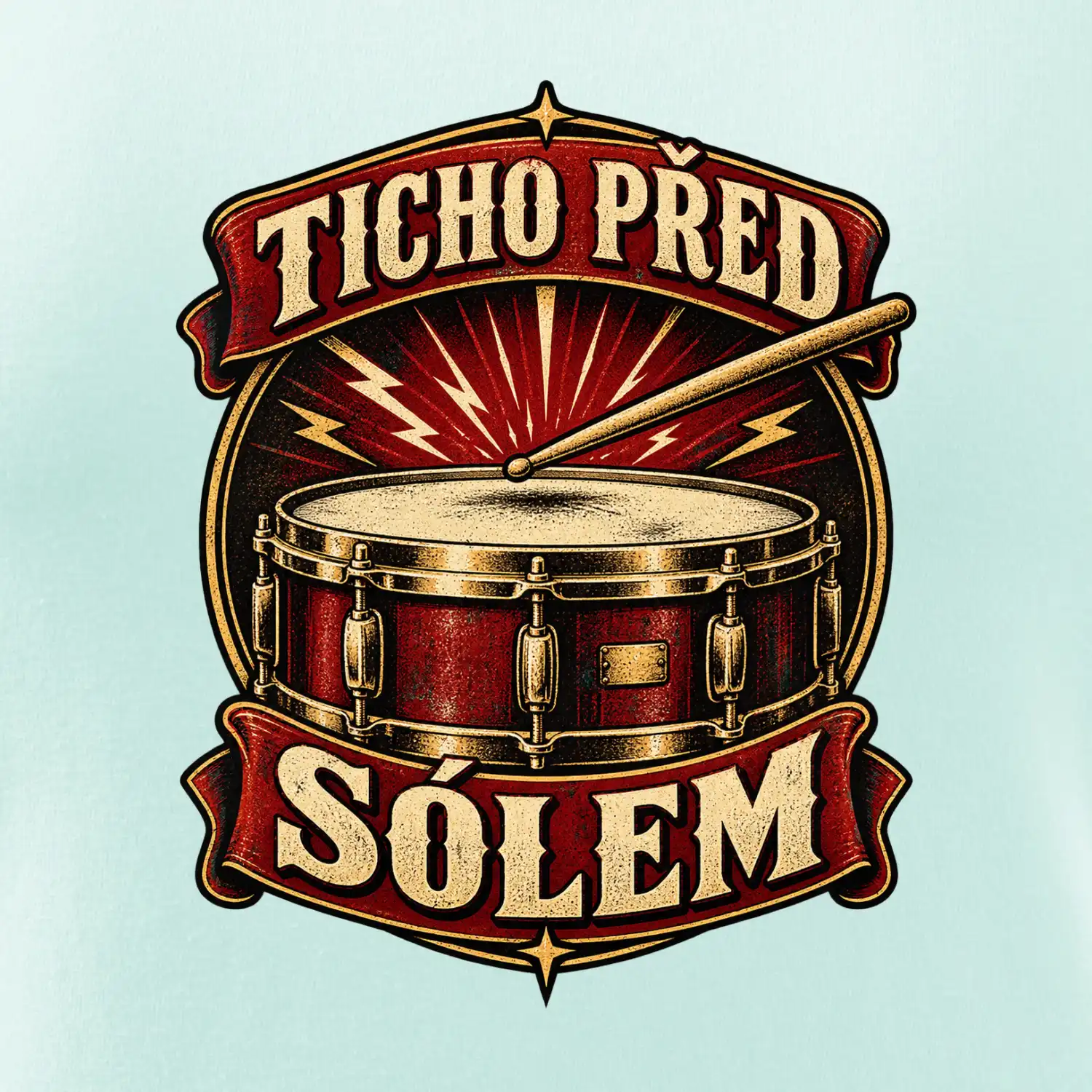 Ticho před sólem - vintage bubenický emblém