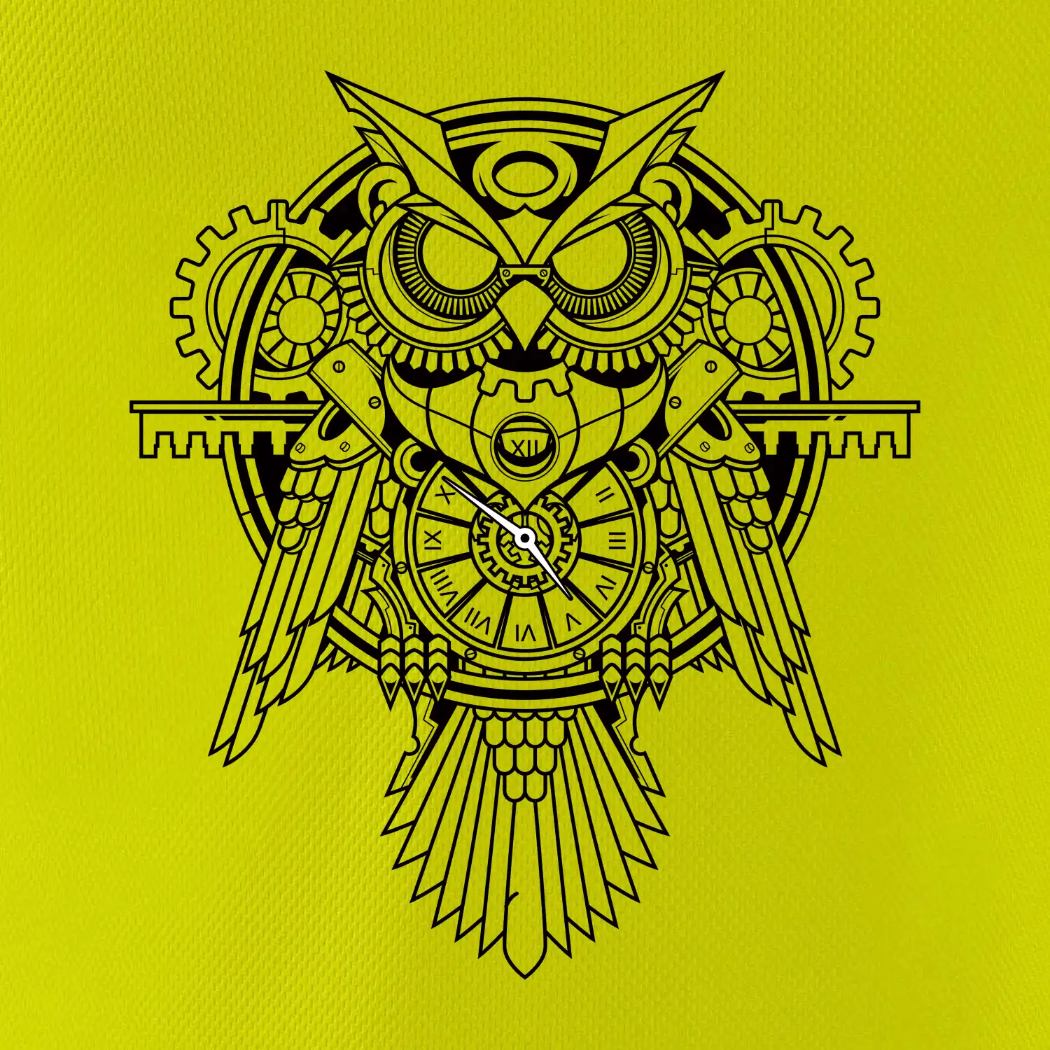 Steampunk sova černobílá