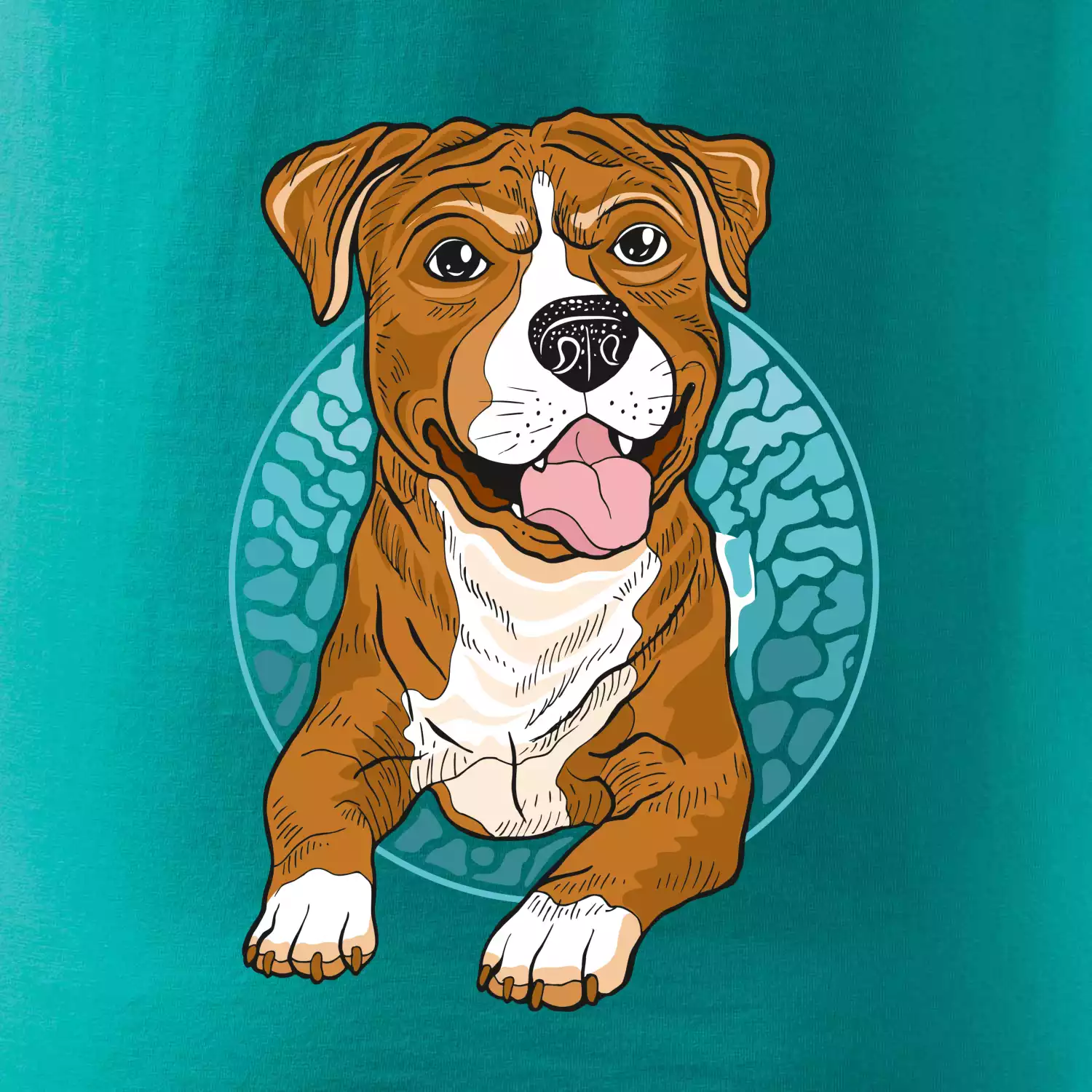 Americký staford kreslený v kolečku (Pecka design)