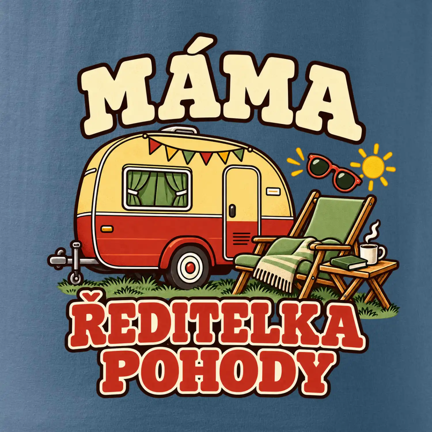 Máma ředitelka pohody rodinné kempování s karavanem