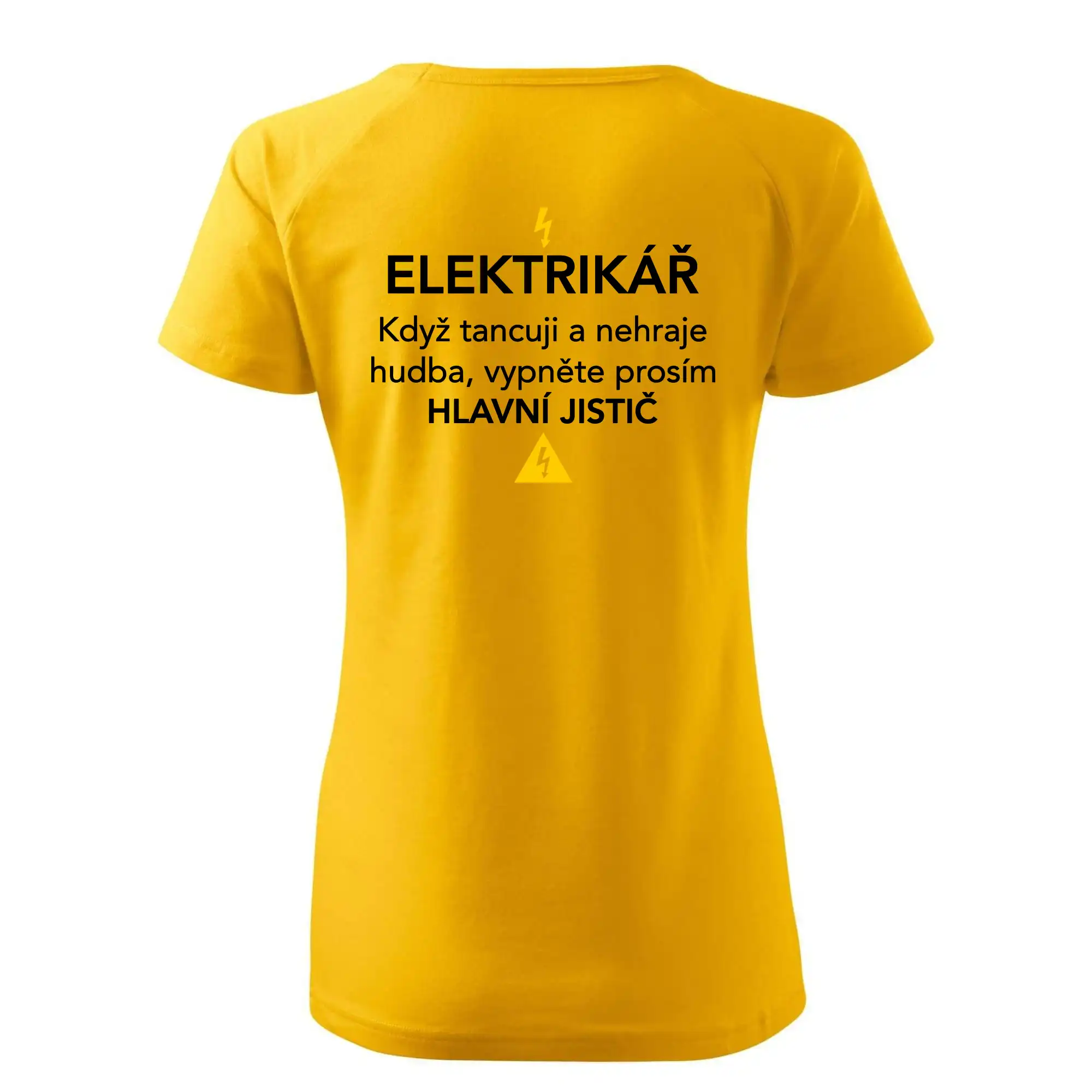Elektrikář - hlavní jistič - Nápis na zádech