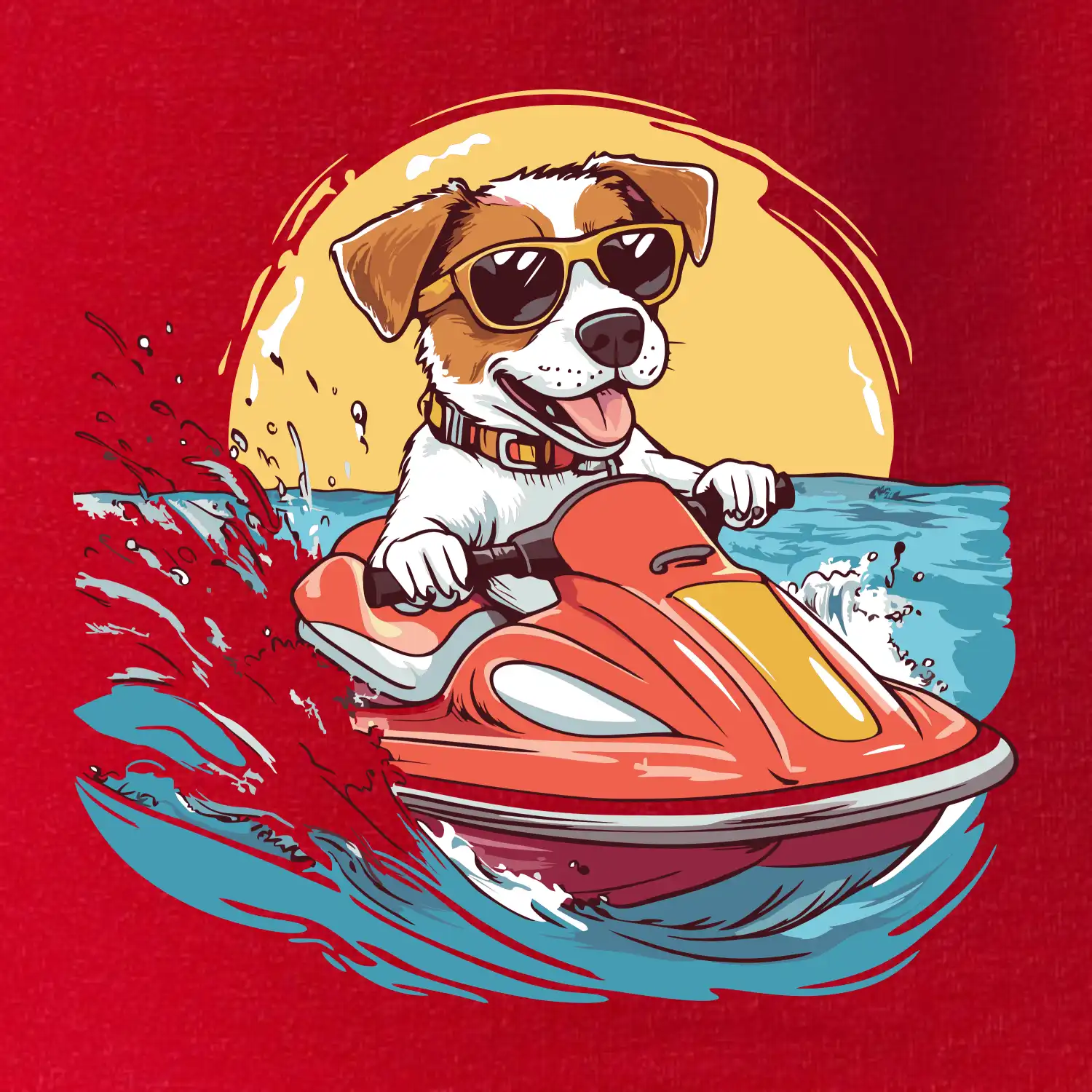 Jack russell teriér na vodním skútru