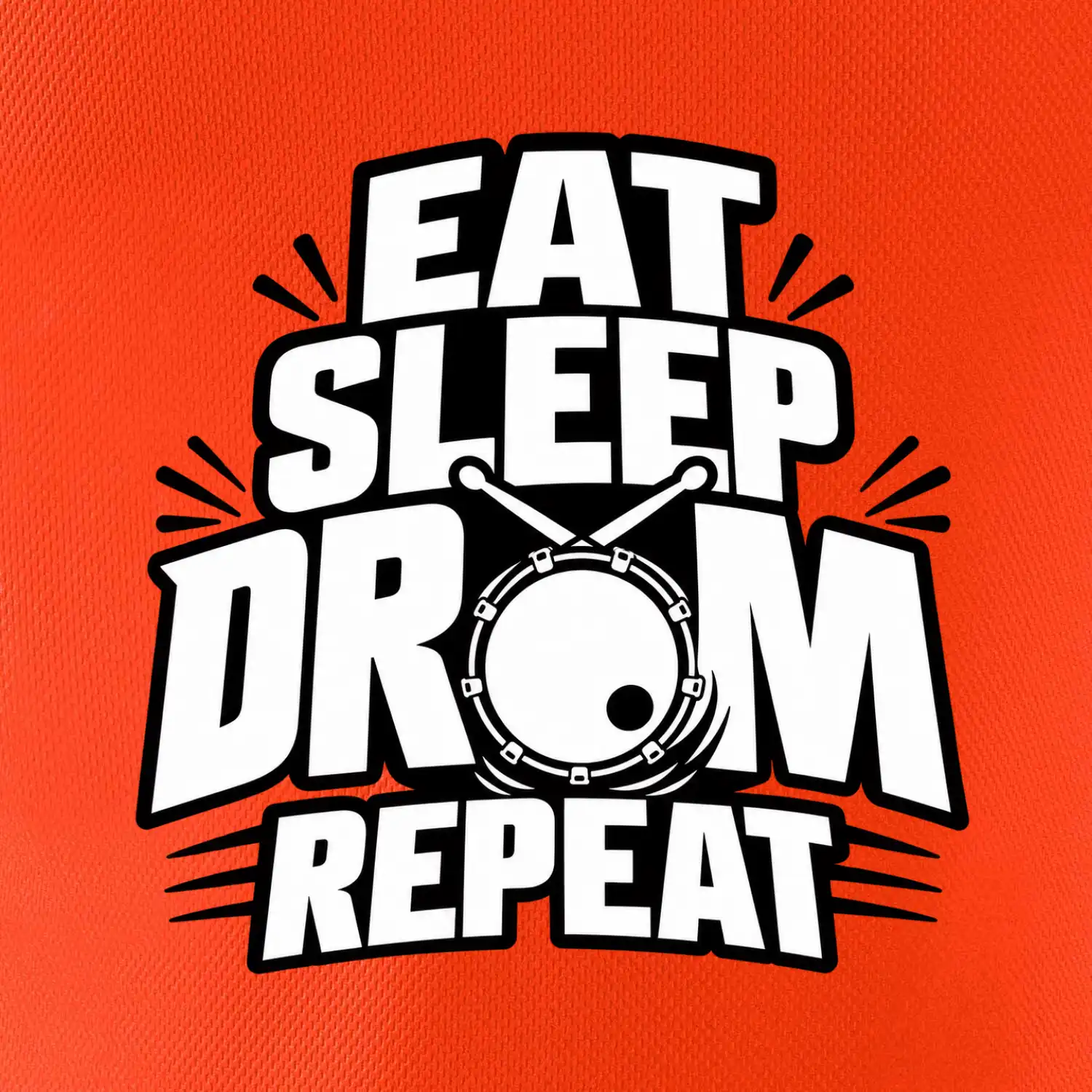 Eat sleep drum repeat - minimalistický bubenický slogan