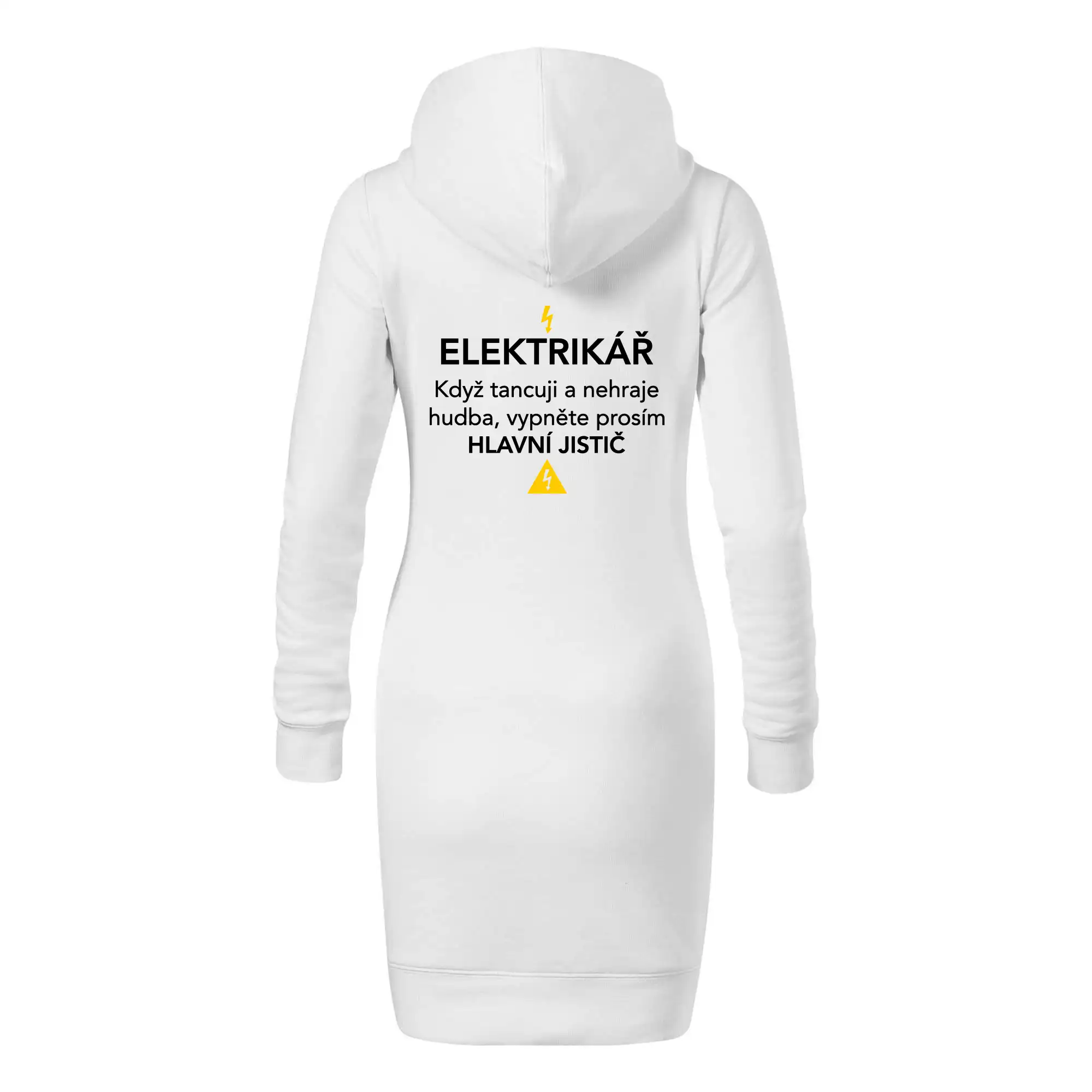 Elektrikář - hlavní jistič - Nápis na zádech