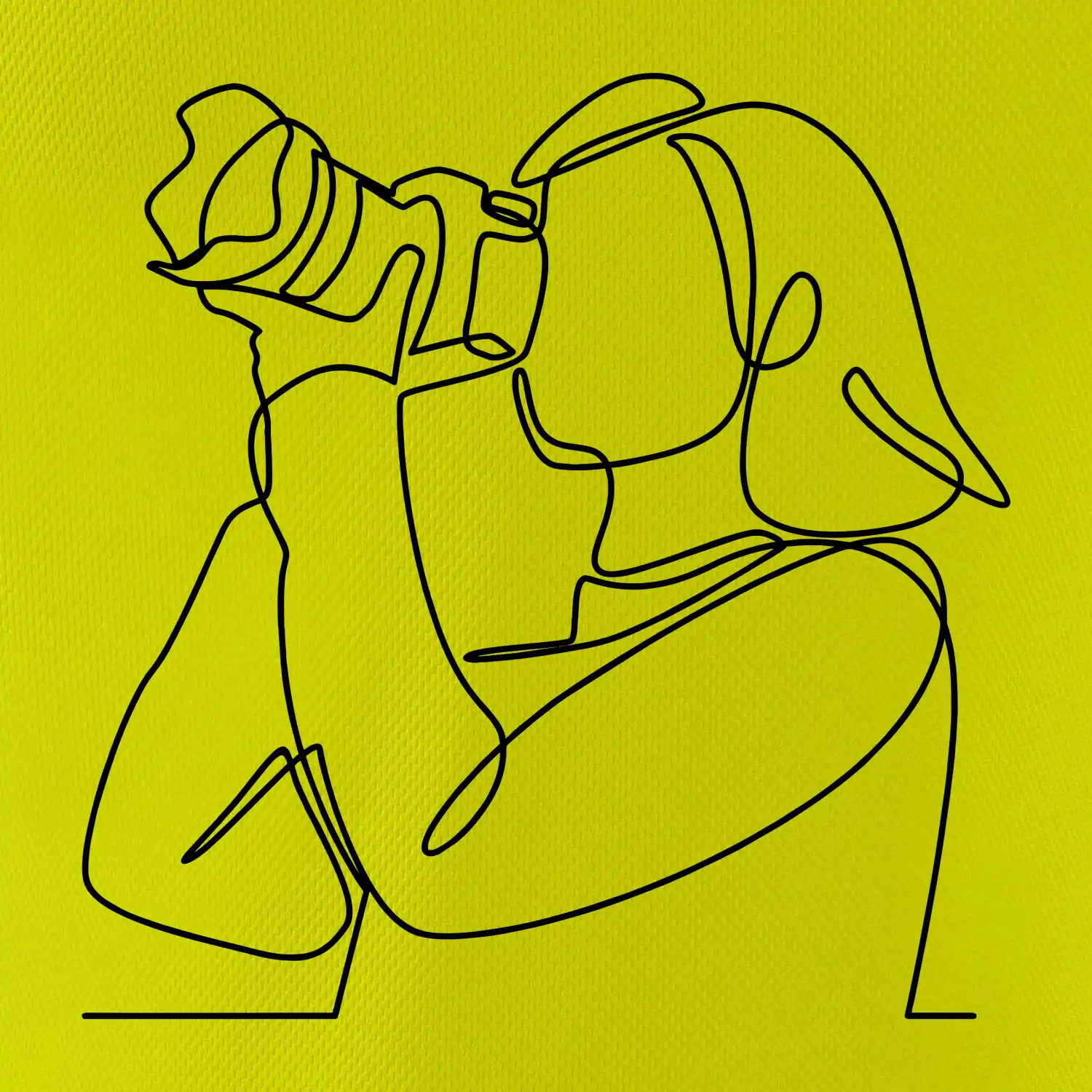 Fotografka stojící jedním tahem