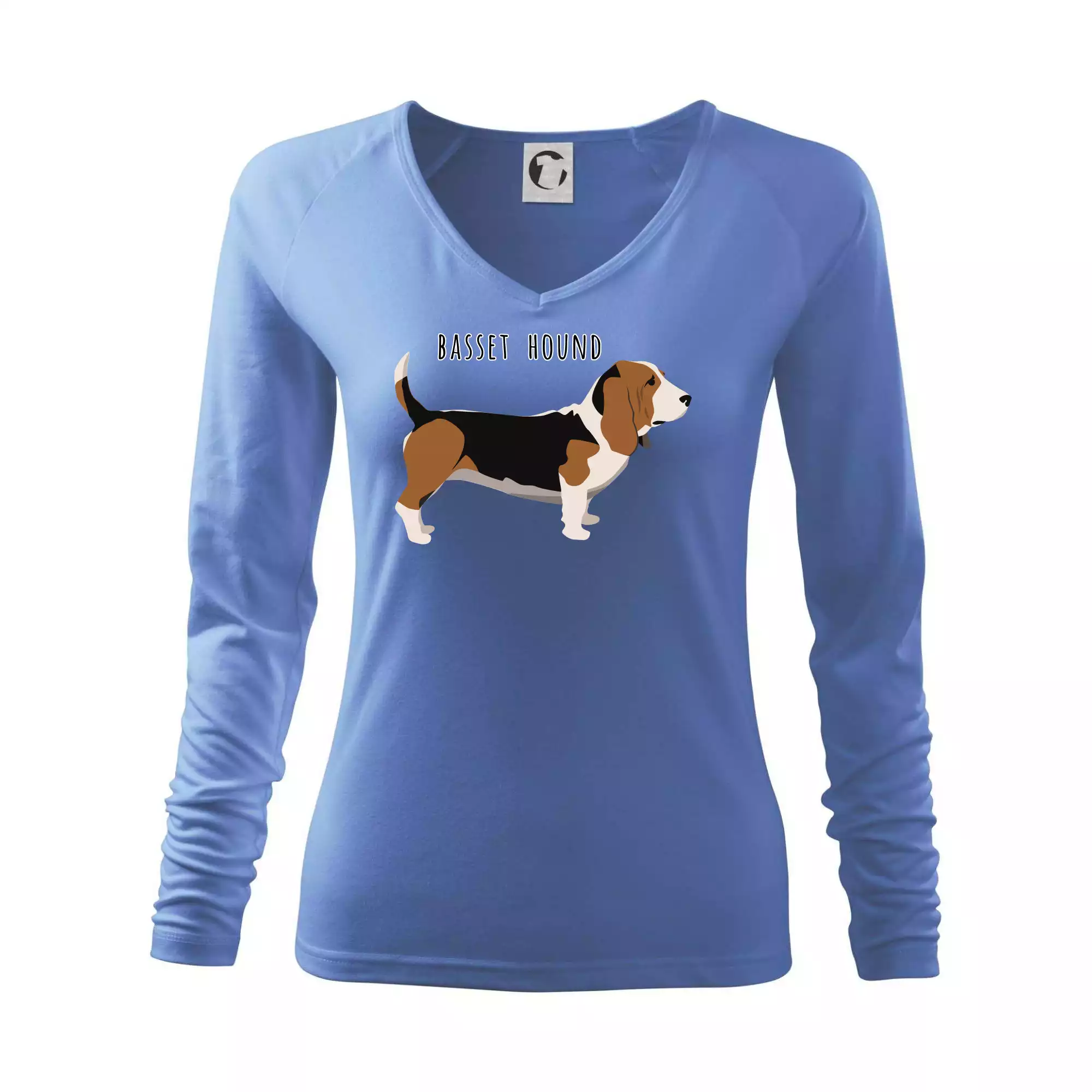 Basset hound pes s nápisem