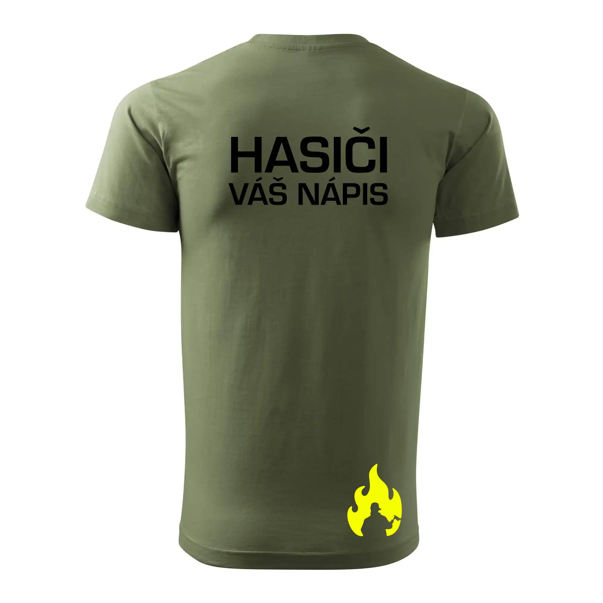 Hasič stojící - nápis hasiči - Velký nápis  na zádech