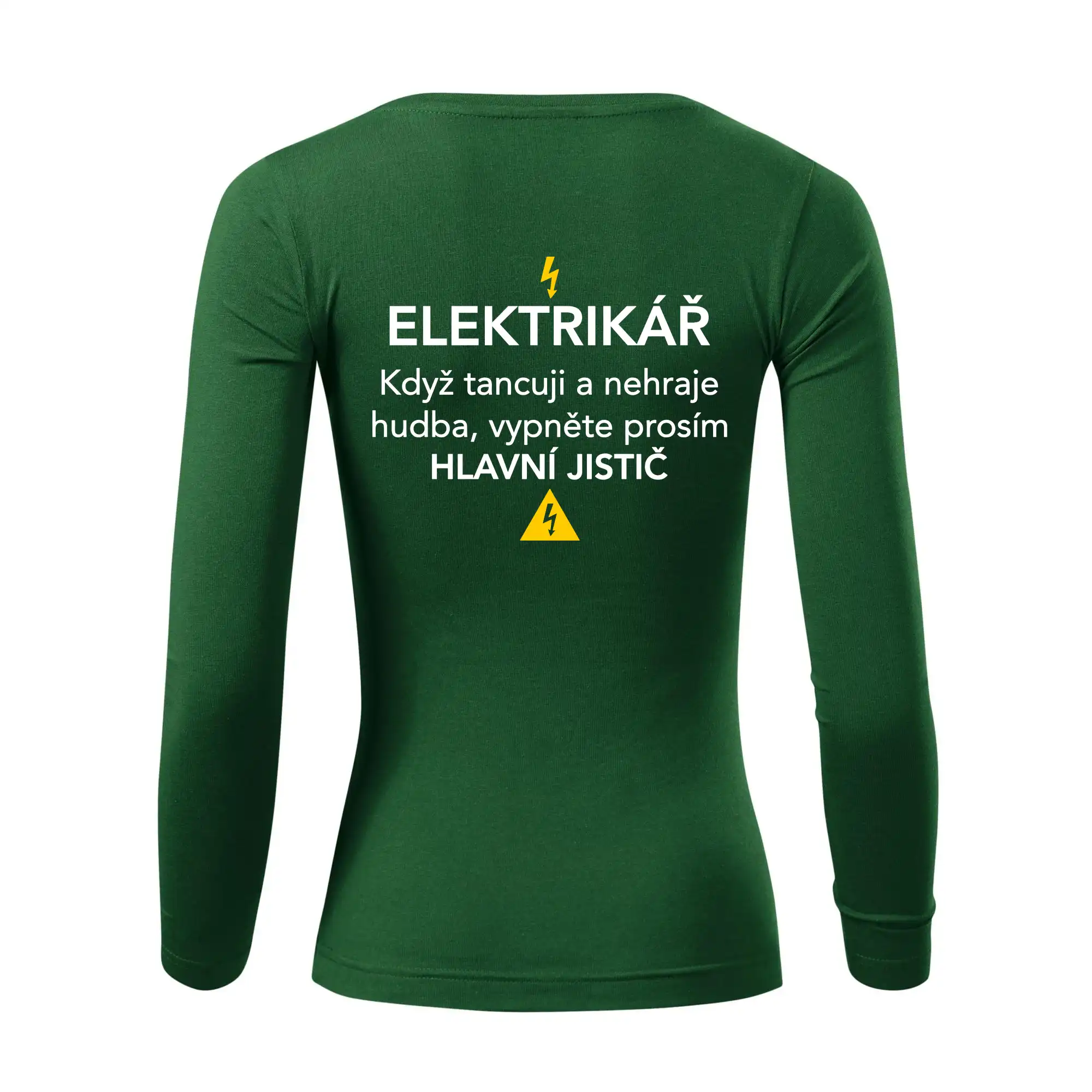 Elektrikář - hlavní jistič - Nápis na zádech