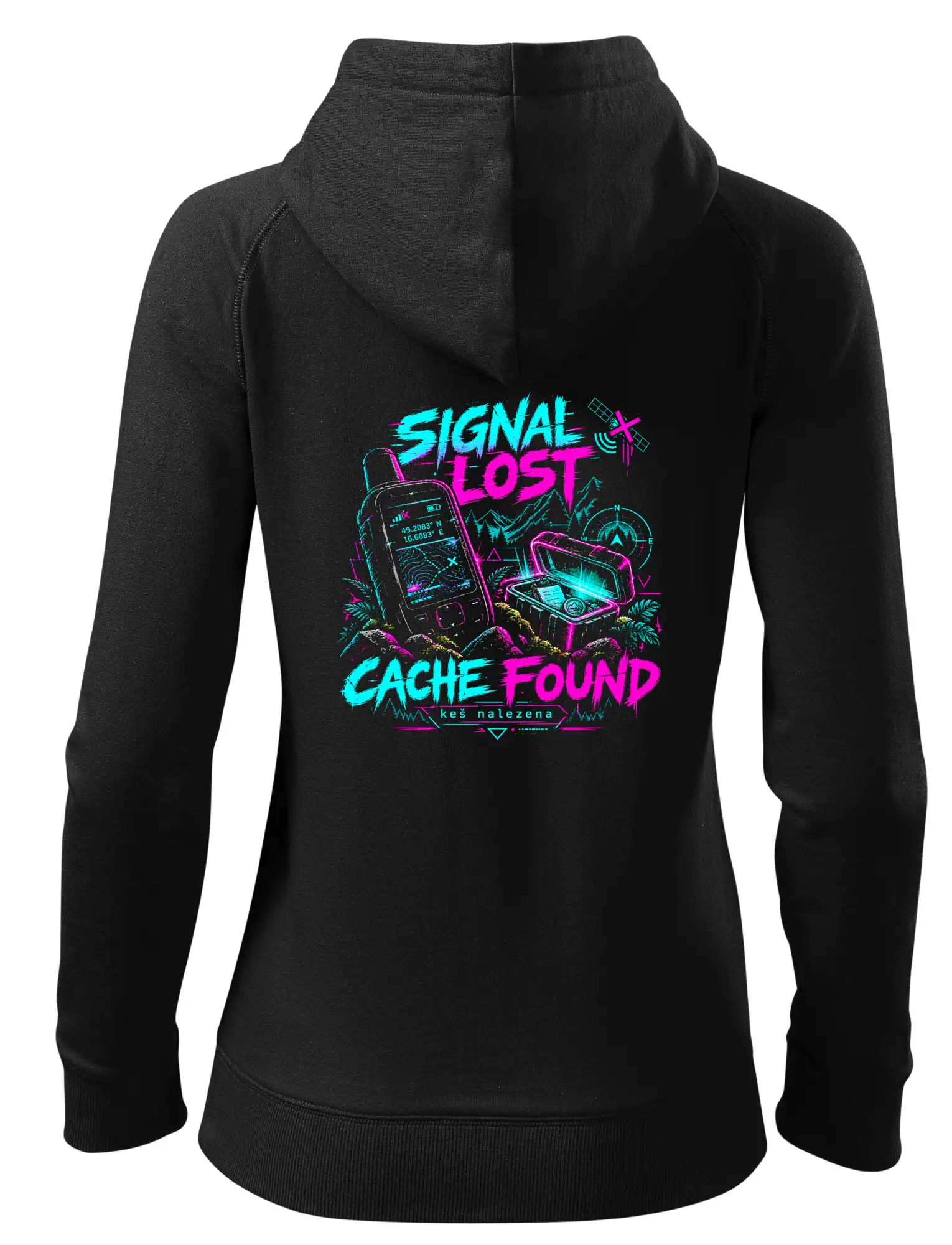 Signal lost cache found neonový GPS motiv