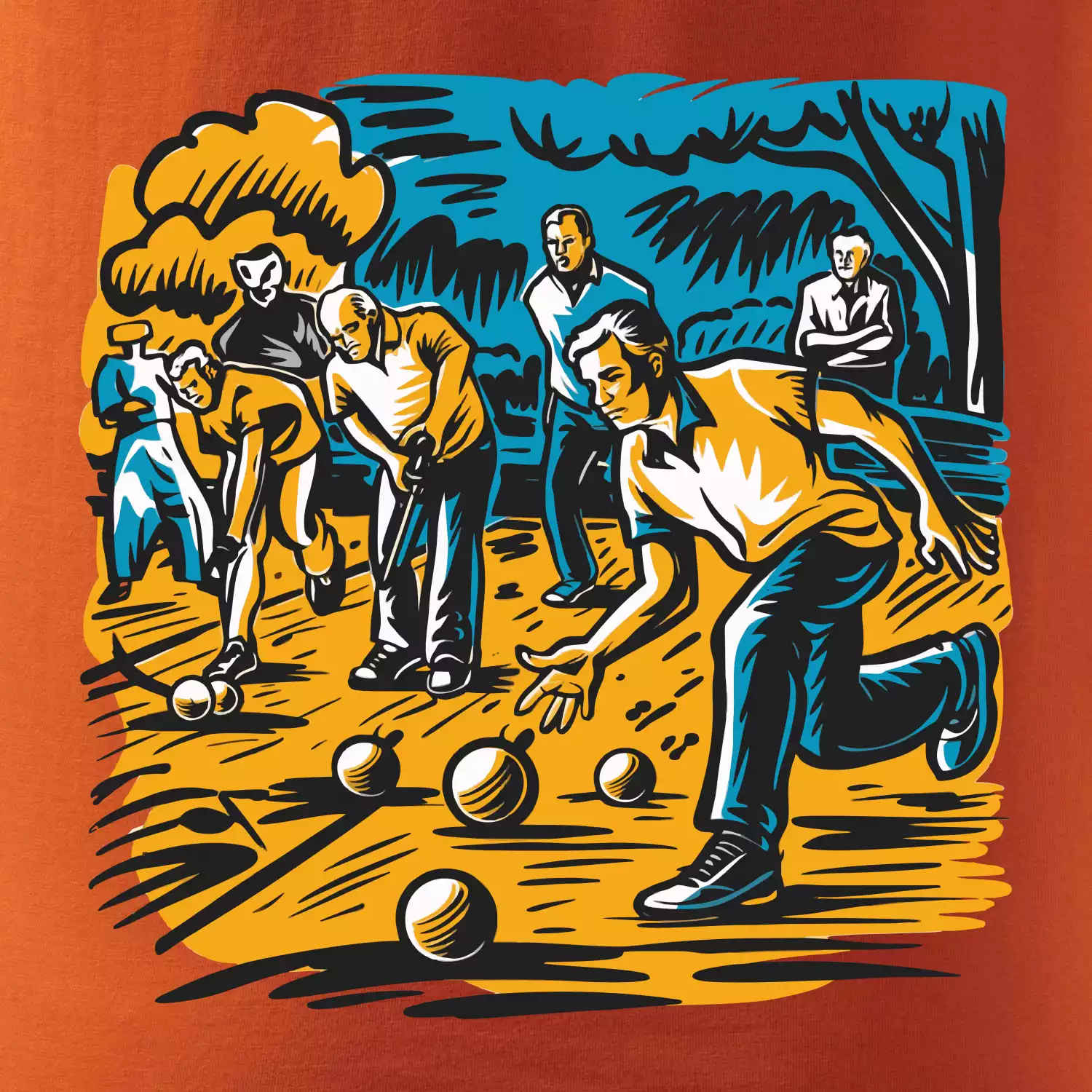 Petanque hra - modro oranžová
