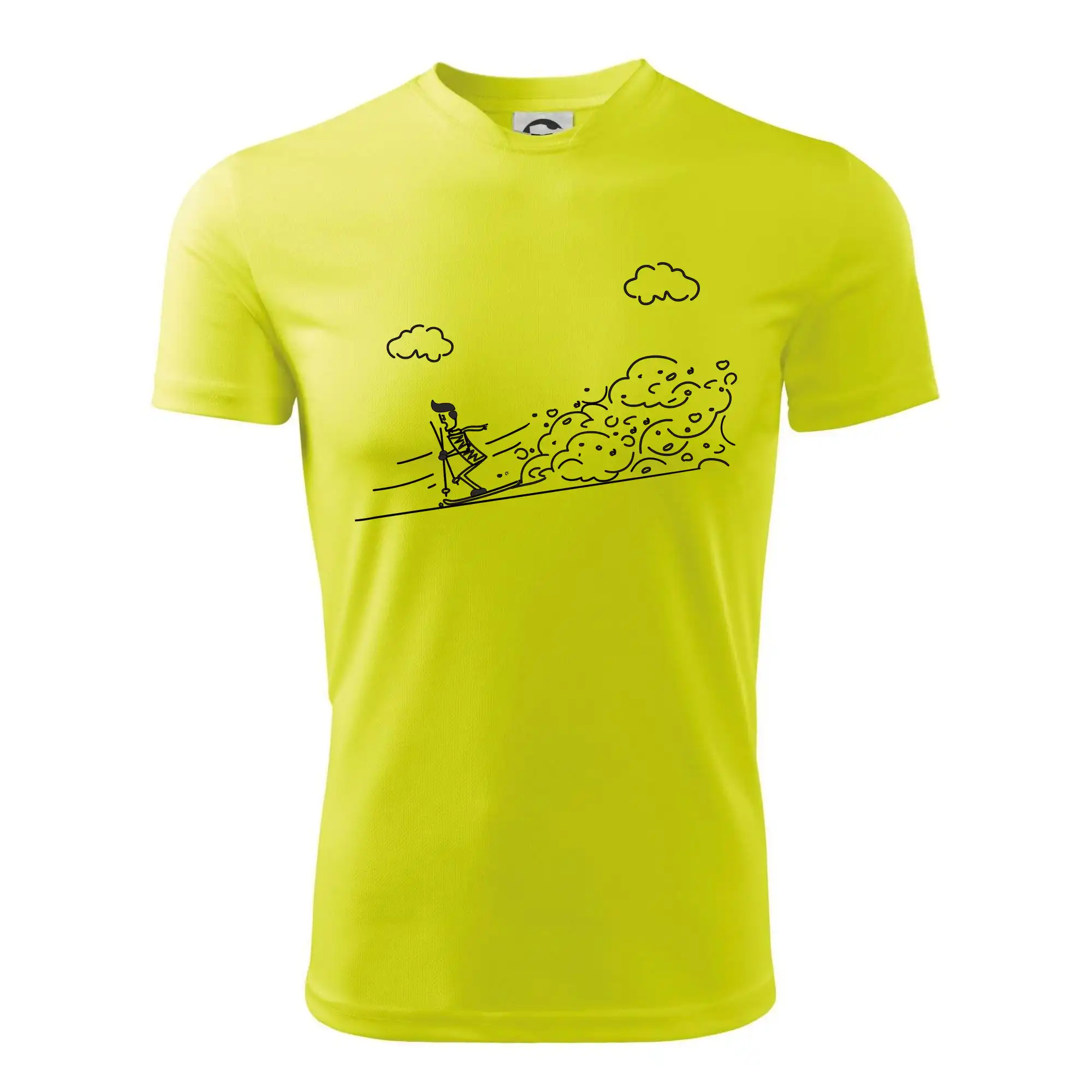 Kreslený lyžař na horách