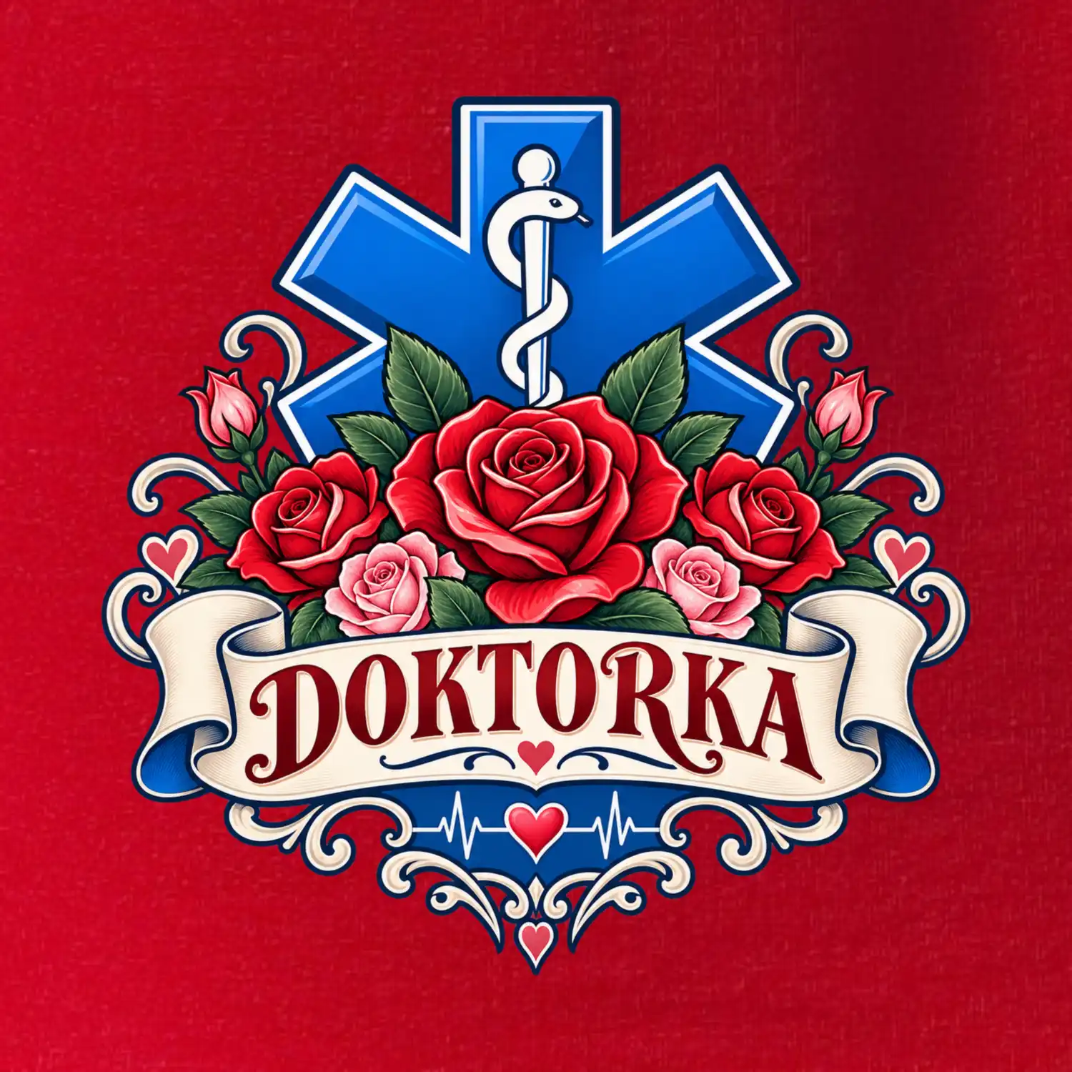 Doktorka - kříž a růže