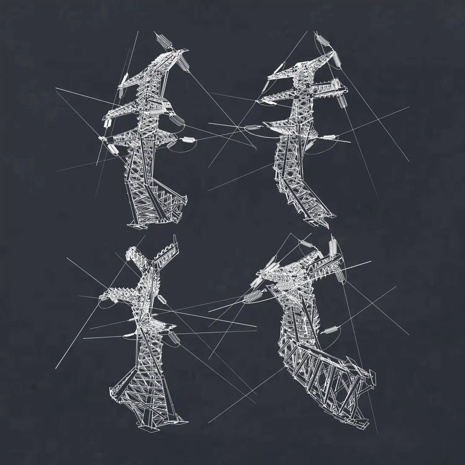 Zkroucený stožár vysokého vedení