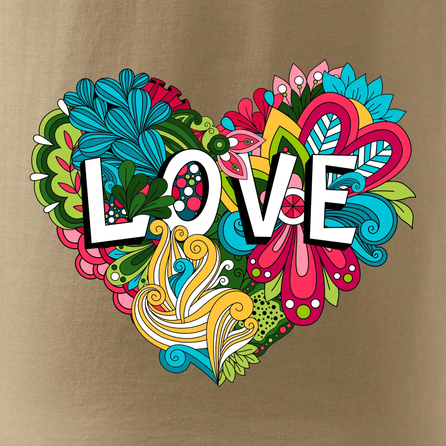 Love nápis květovaný