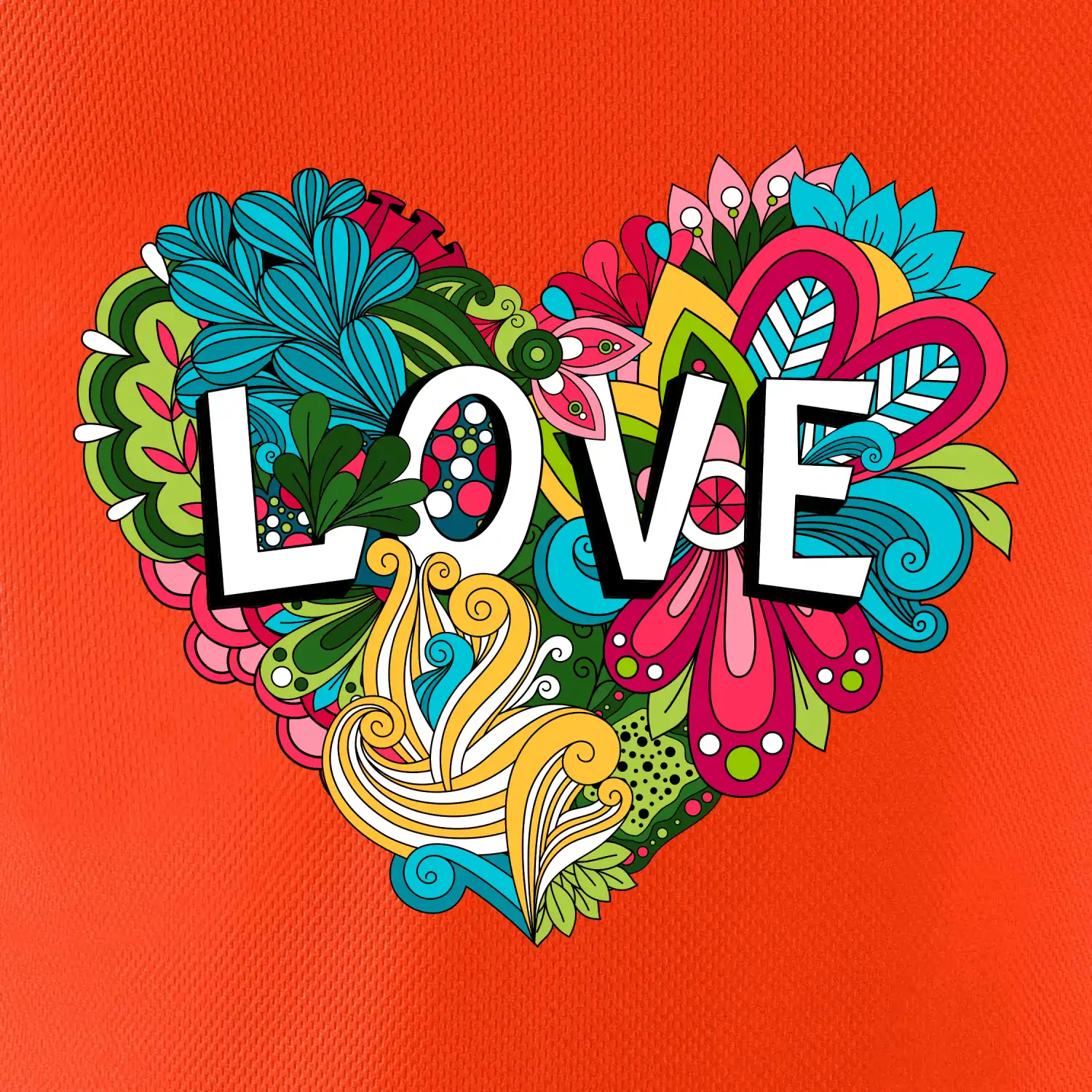 Love nápis květovaný
