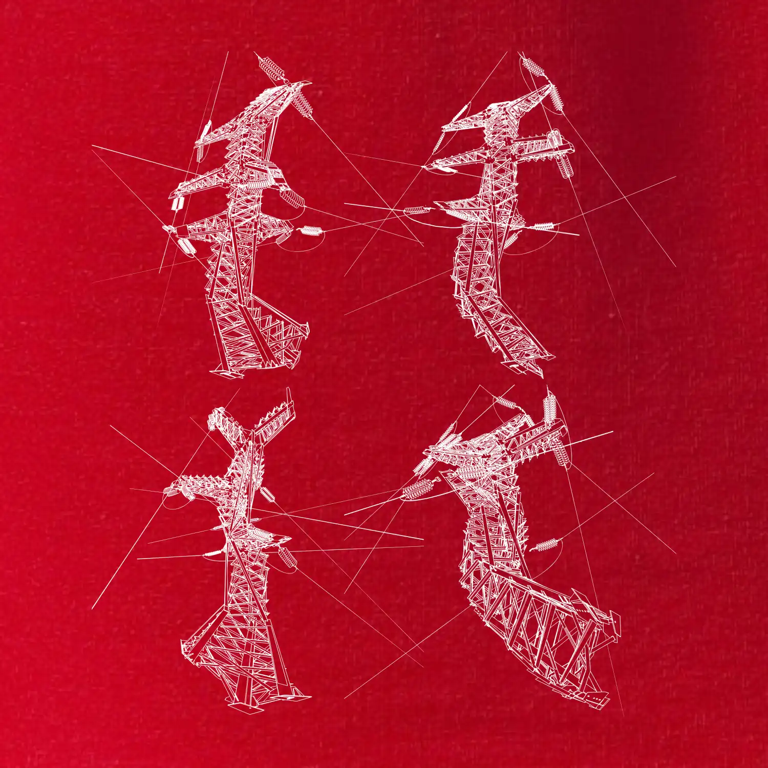 Zkroucený stožár vysokého vedení