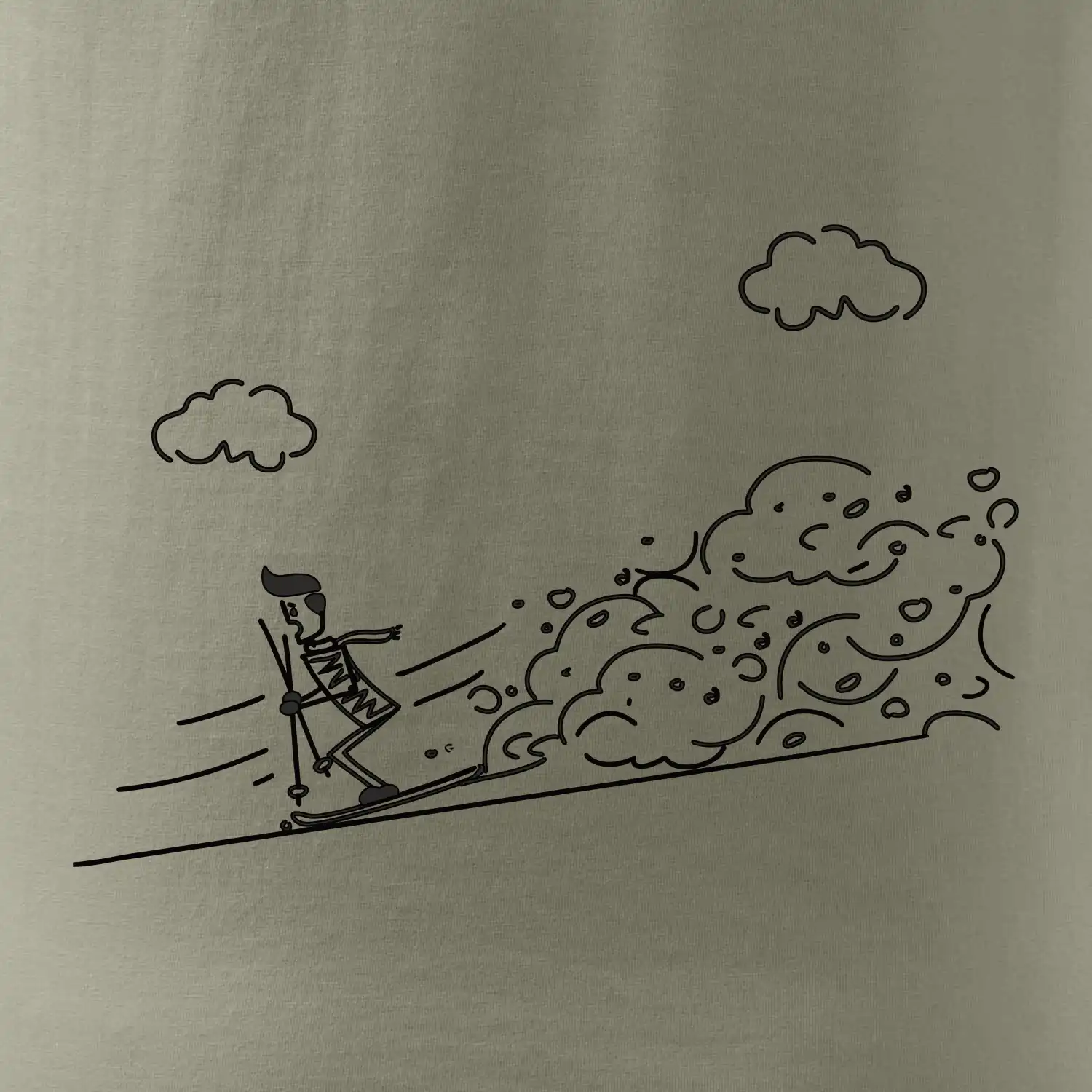 Kreslený lyžař na horách