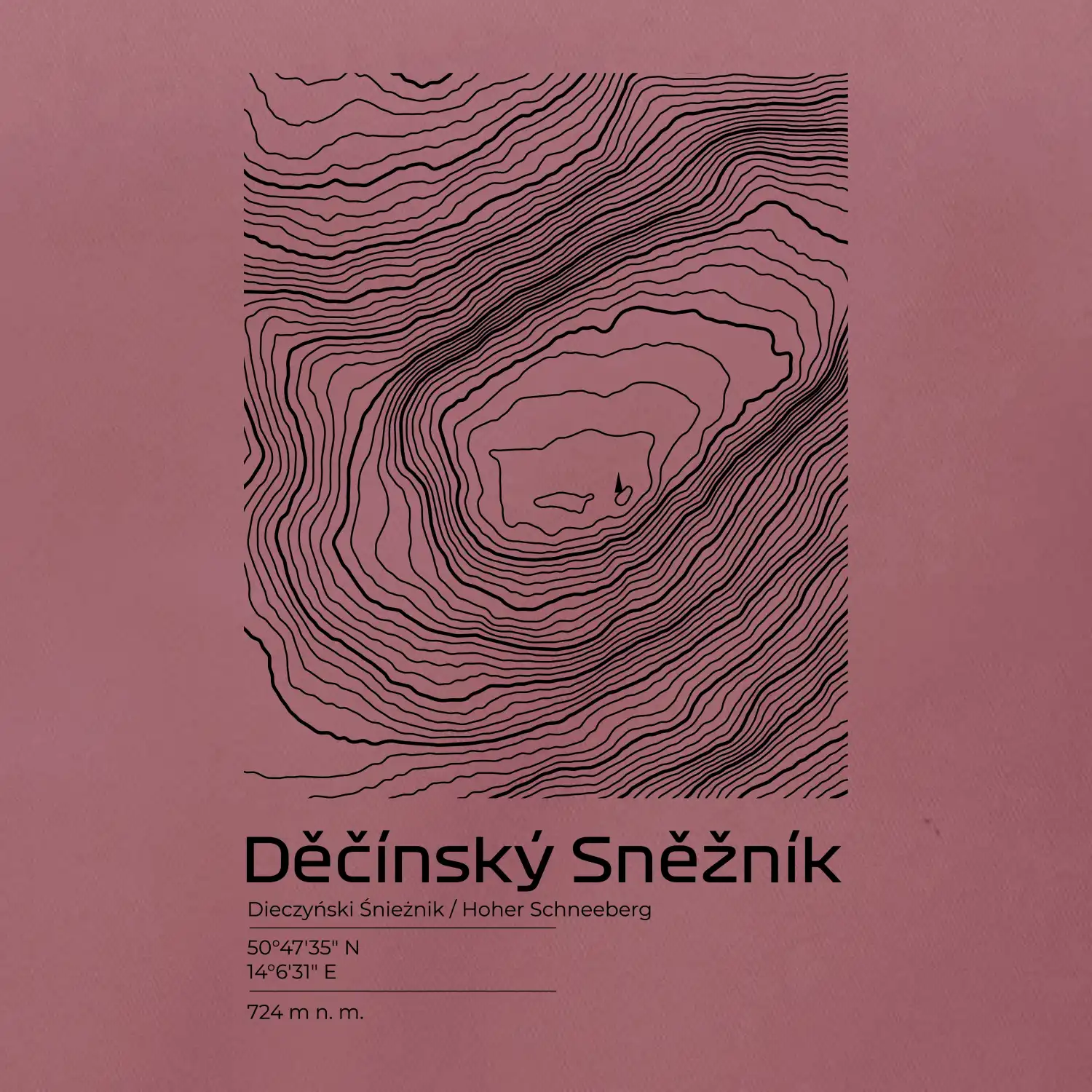 Děčínský Sněžník - vrstevnice v obdélníku