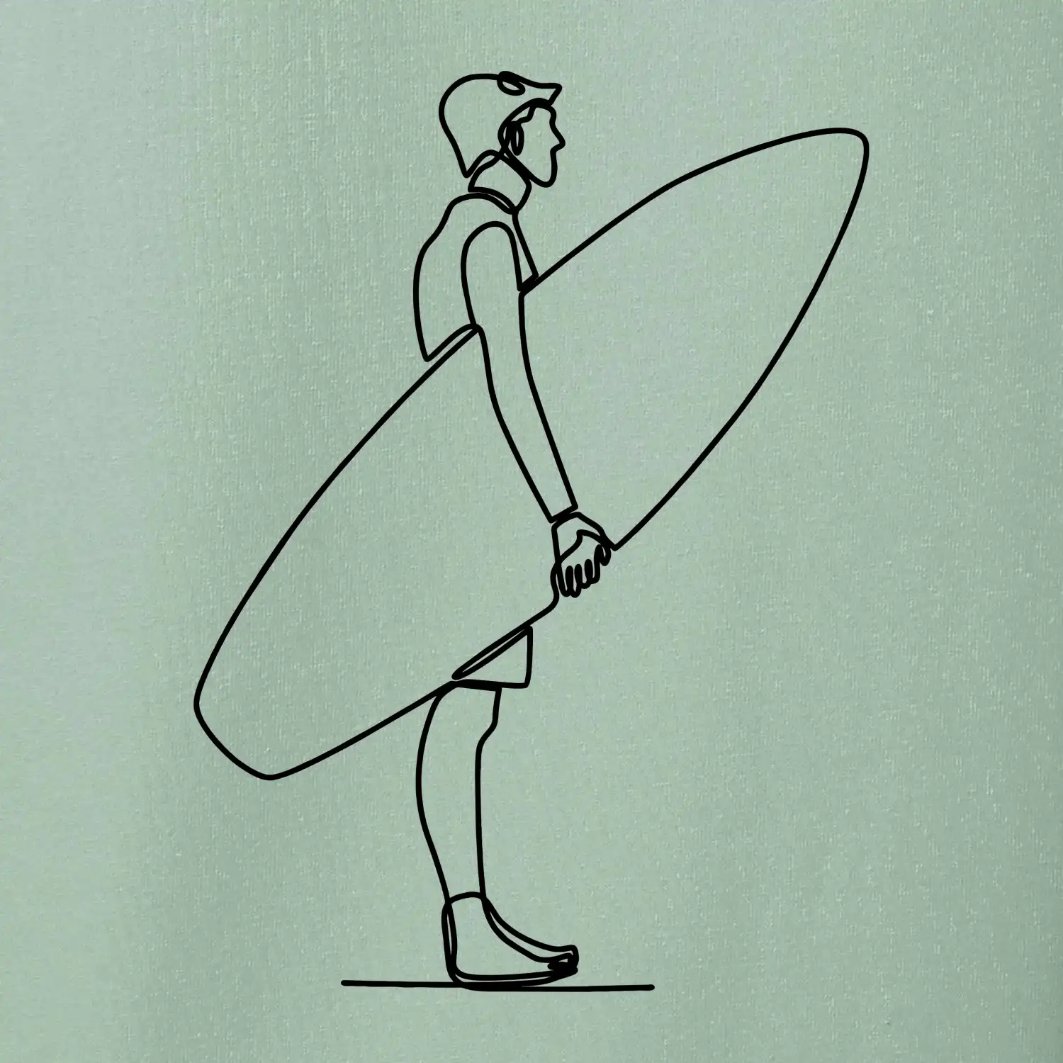 Surfař stojící jedním tahem