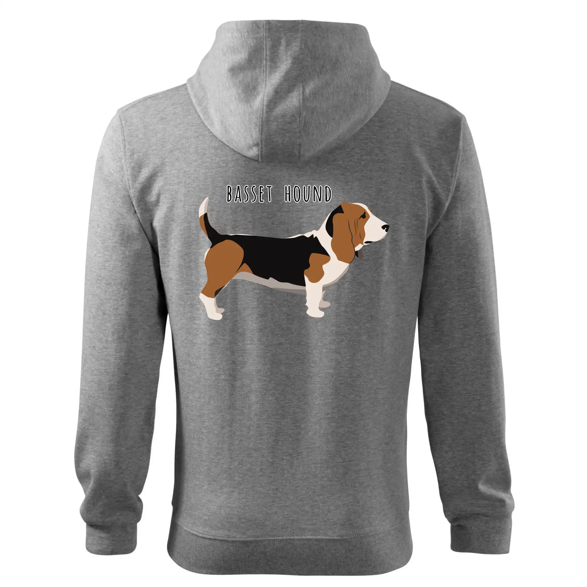 Basset hound pes s nápisem