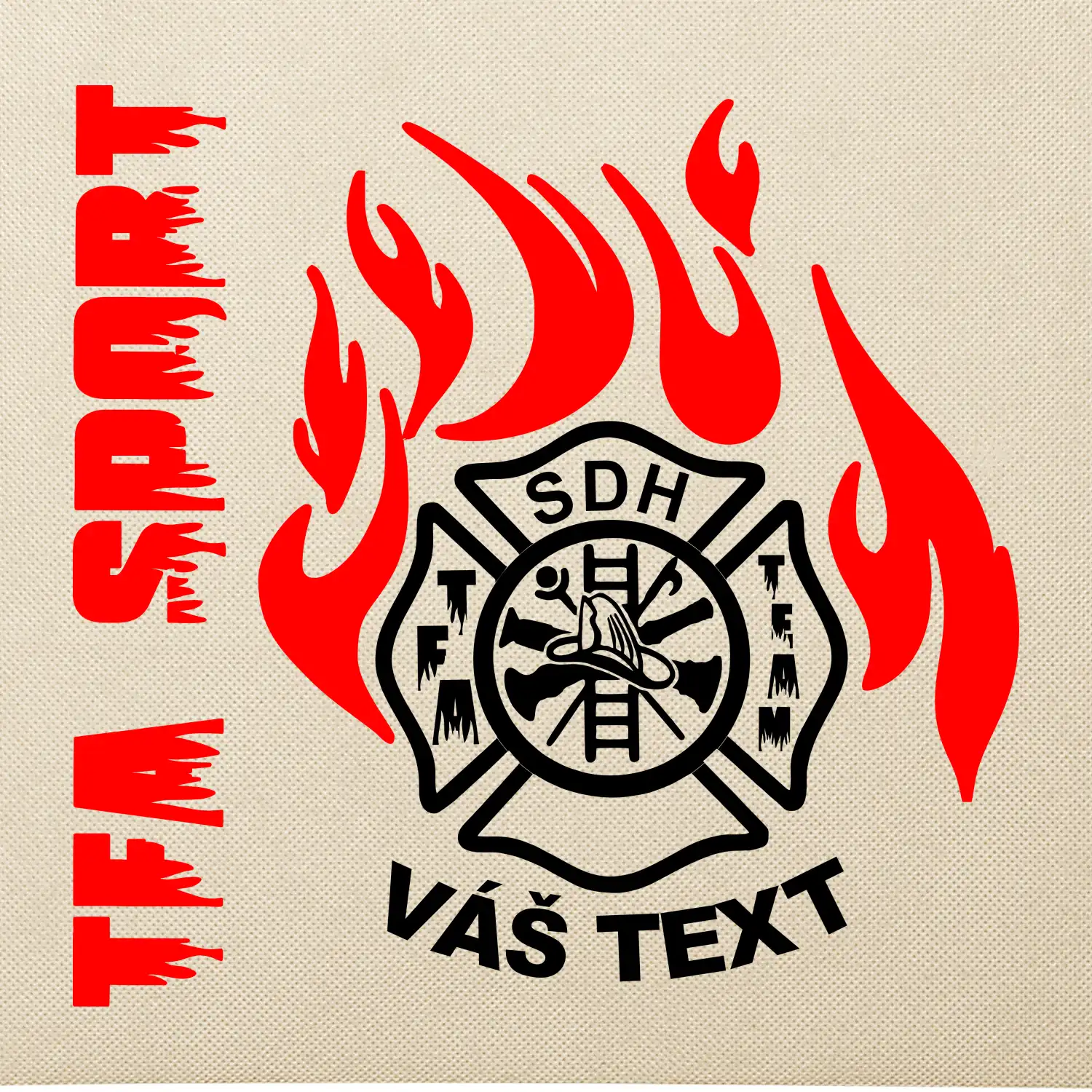 TFA Sport SDH (červený oheň) - Vlastní nápis