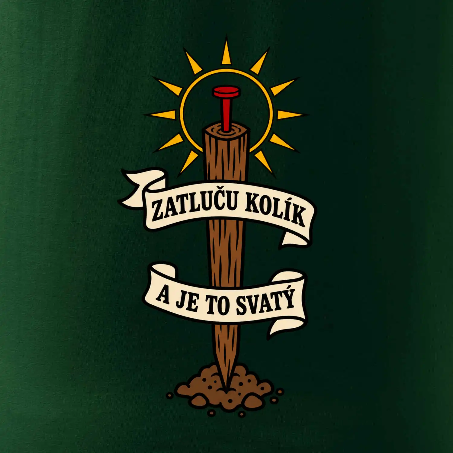 Geodet zatluču kolík a je to svatý