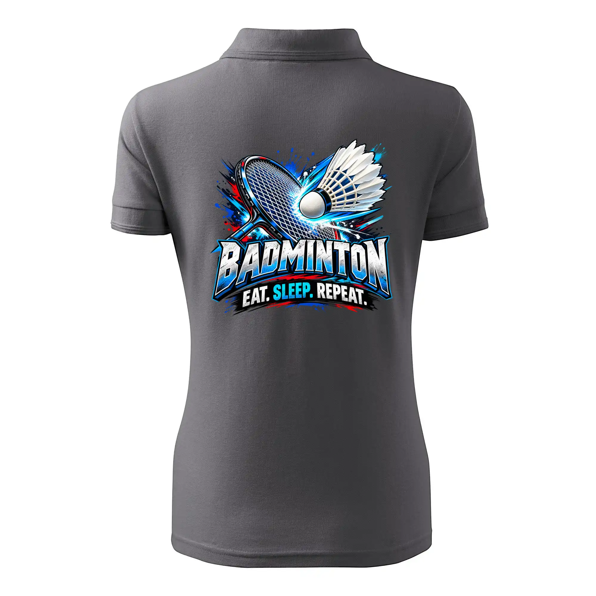 Badmintonová raketa s košíčkem eat sleep repeat