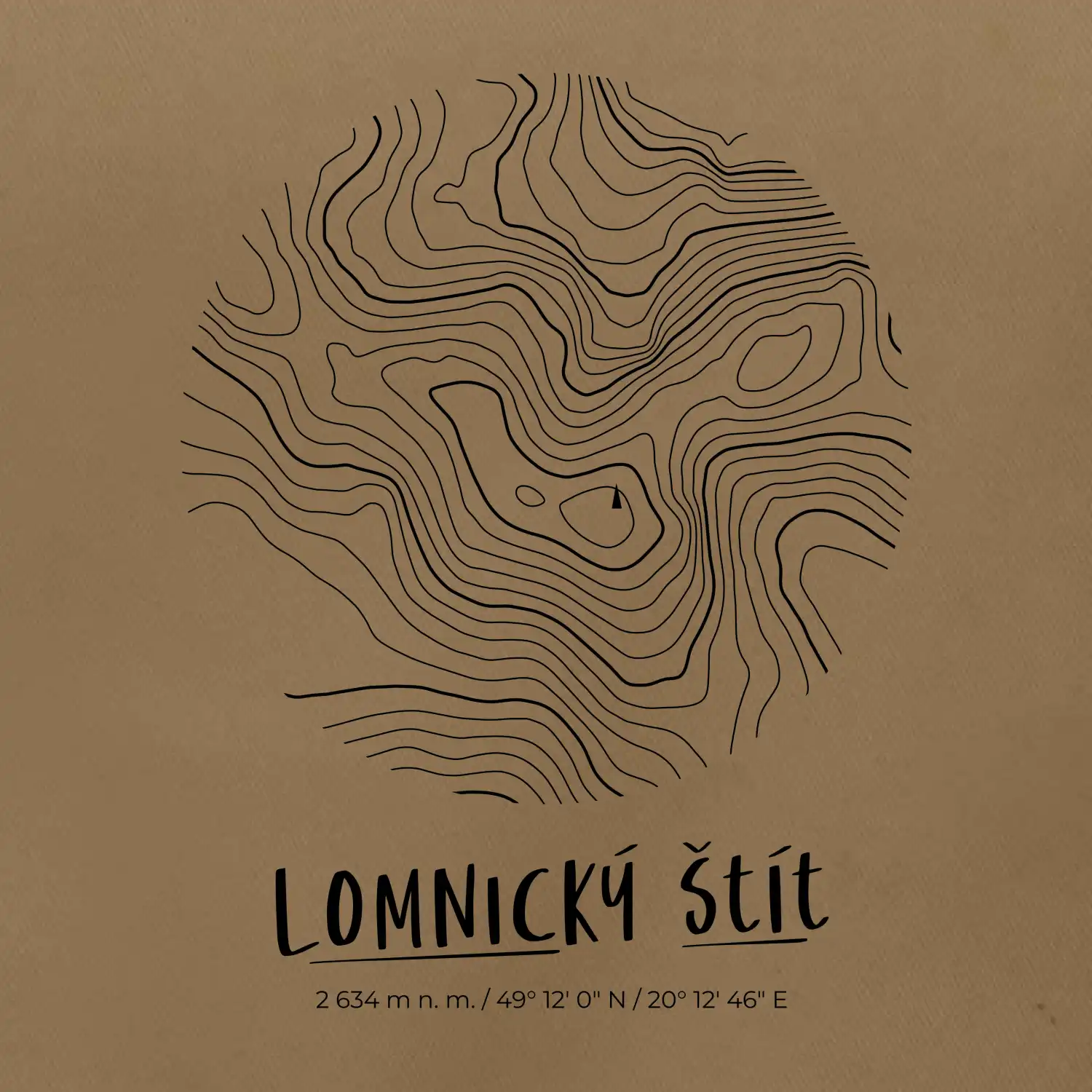 Lomnický štít - vrstevnice v kruhu
