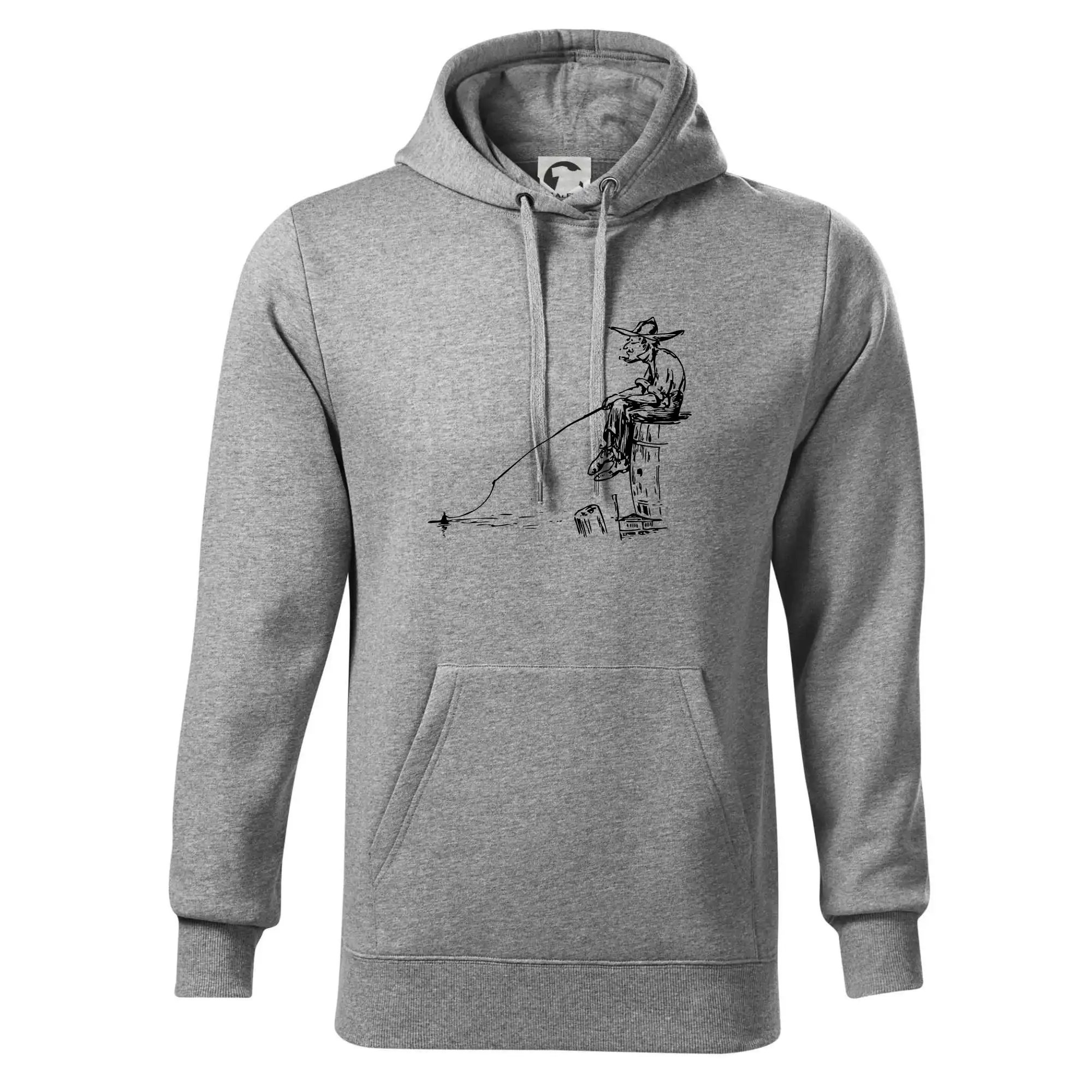 Kreslený rybář na pařezu