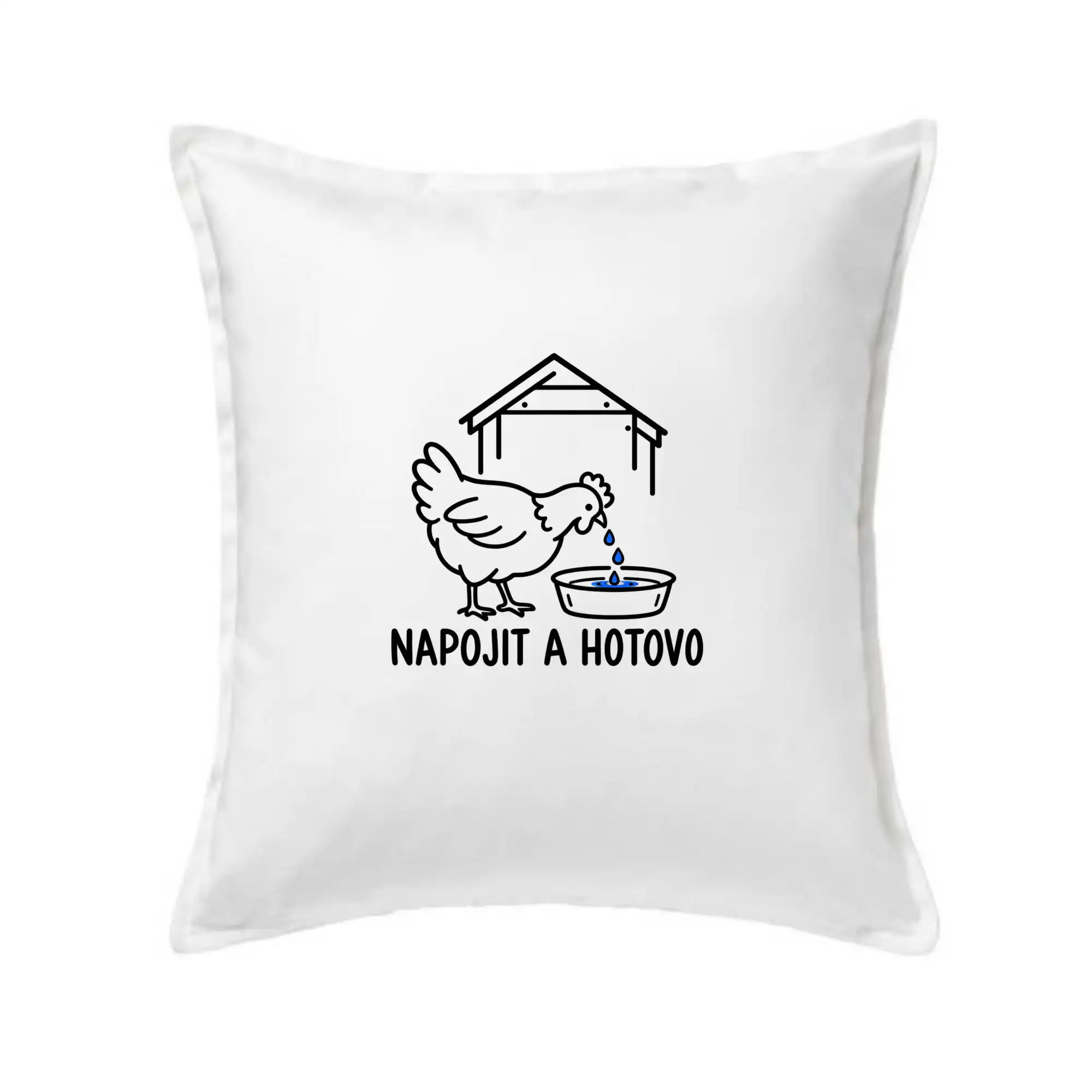 Slepice u misky s krmením