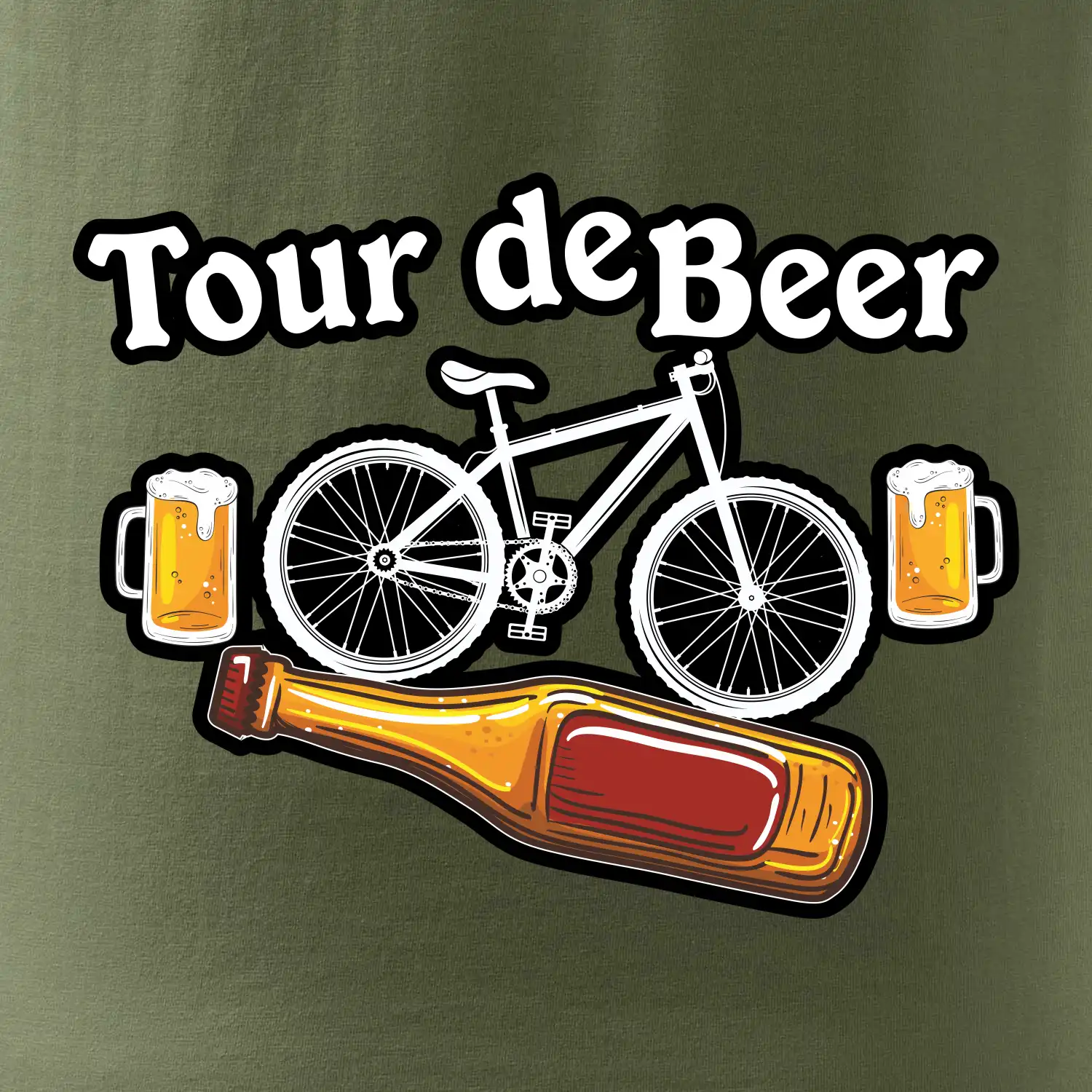 Tour de beer - kolo - pivo a nápis na zádech