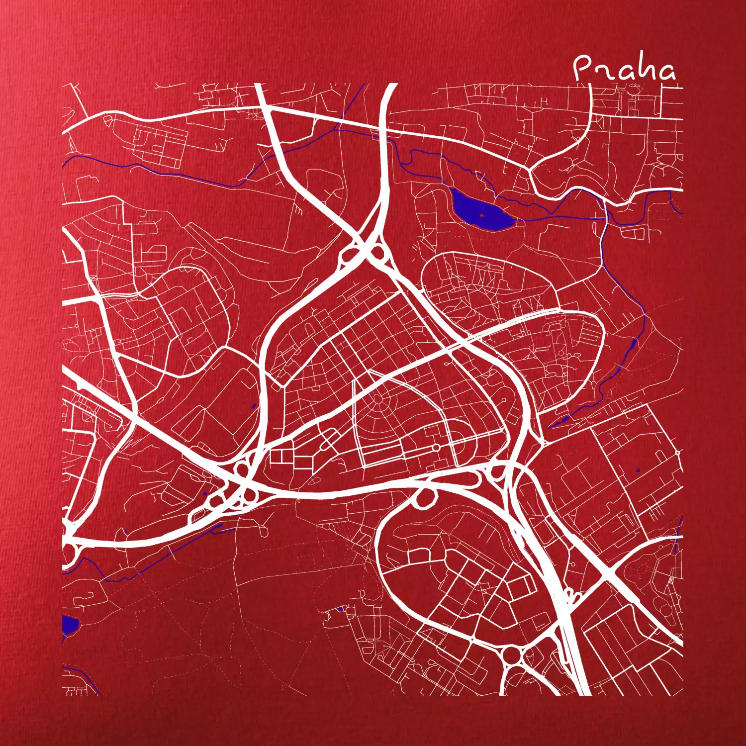 Praha - 14100 mapa s vodními toky
