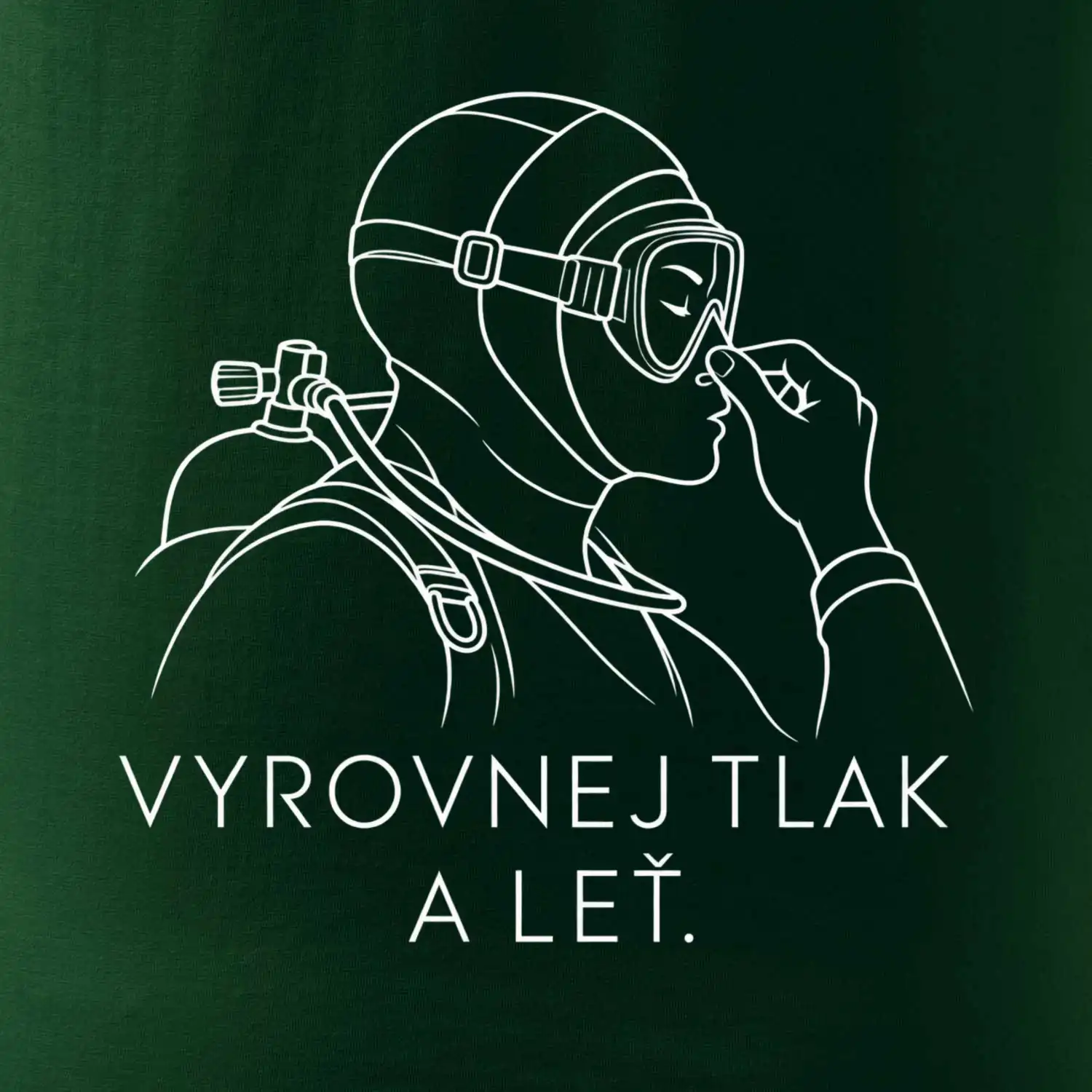 Vyrovnej tlak a leť potápěč v neoprenu držící si nos