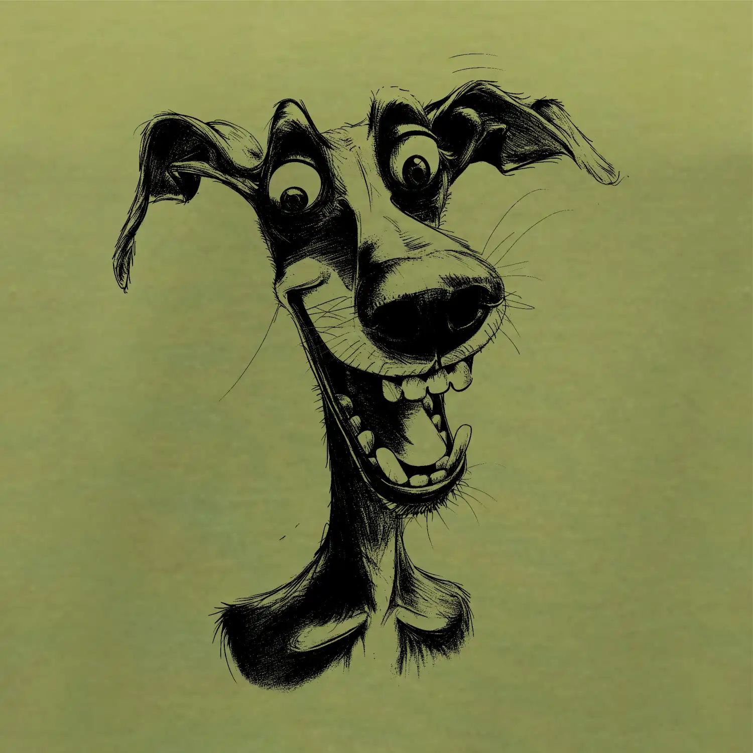 Černobílá karikatura chrt