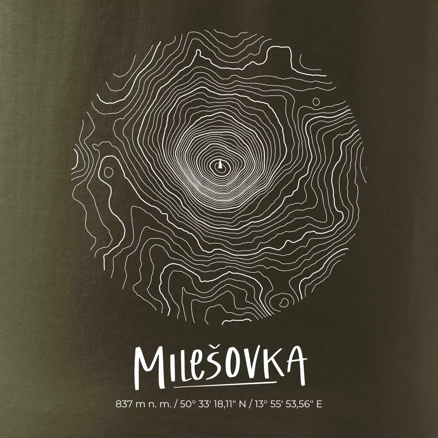Milešovka - vrstevnice v kruhu