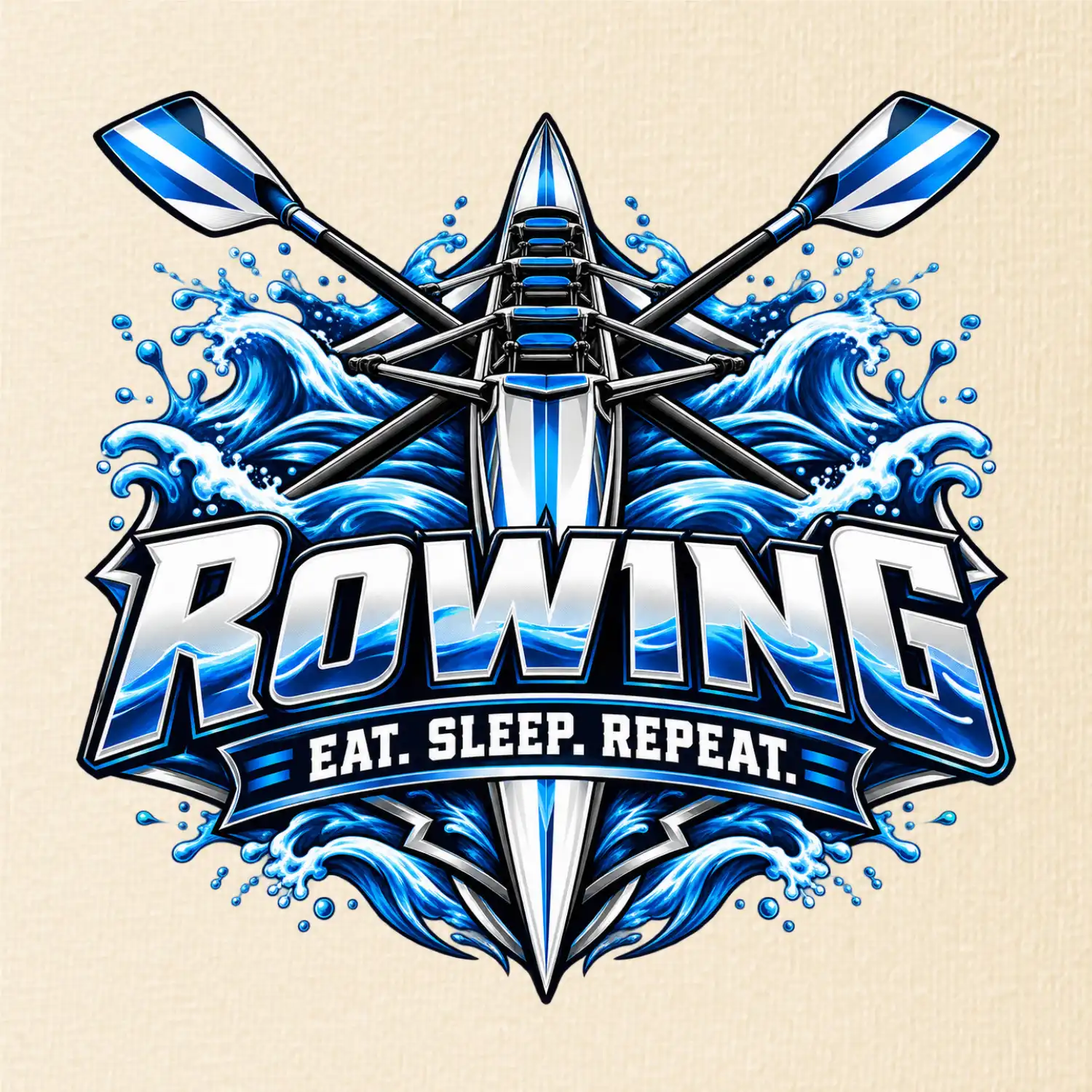 Veslařská loď se zkříženými vesly eat sleep repeat
