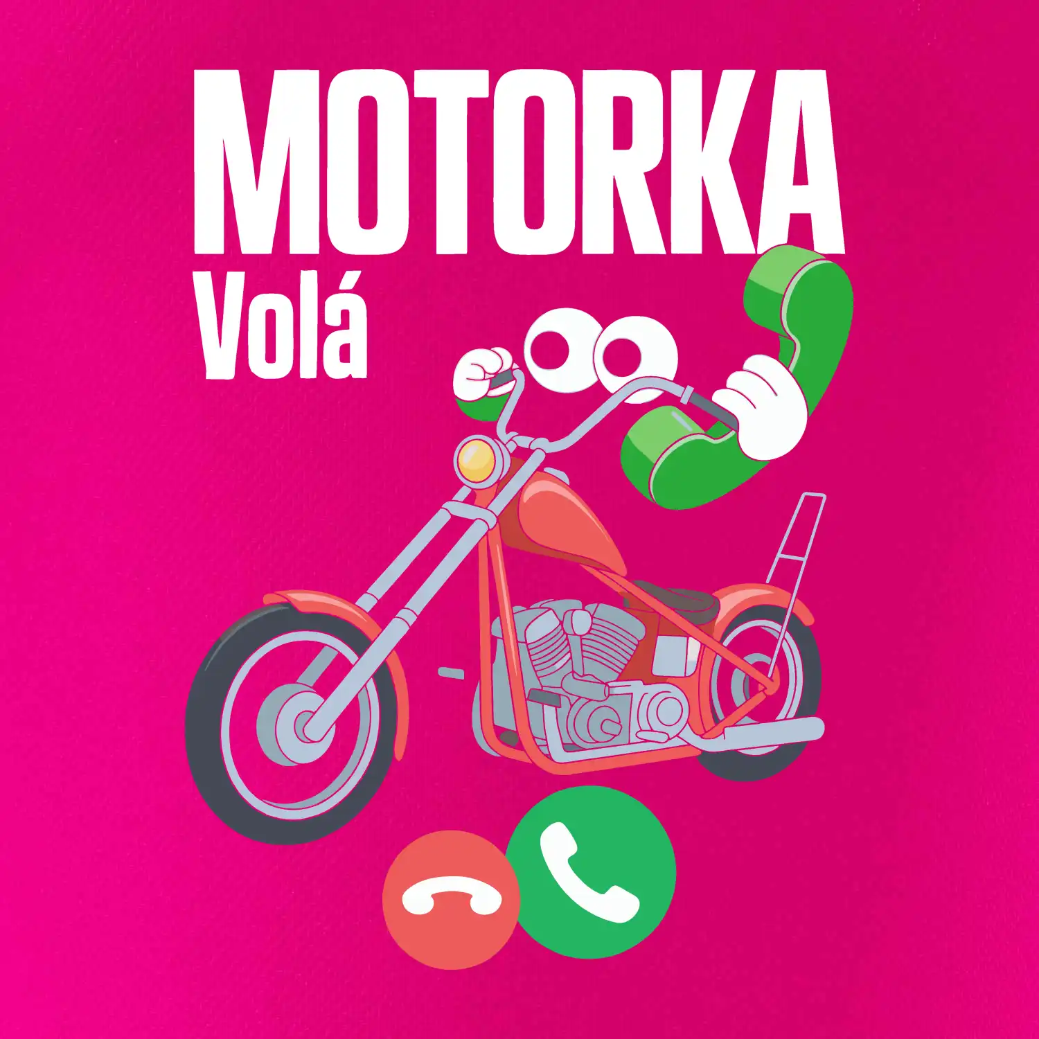 Karikatura motorka chopper volá