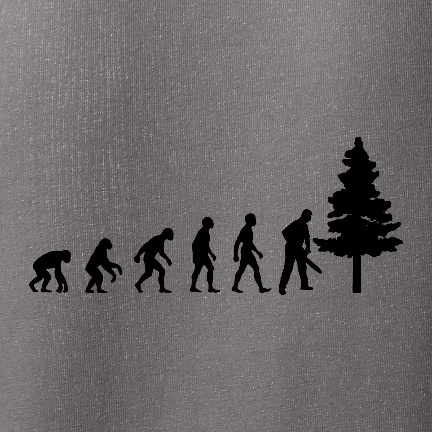 Evoluce dřevorubec - pila a strom