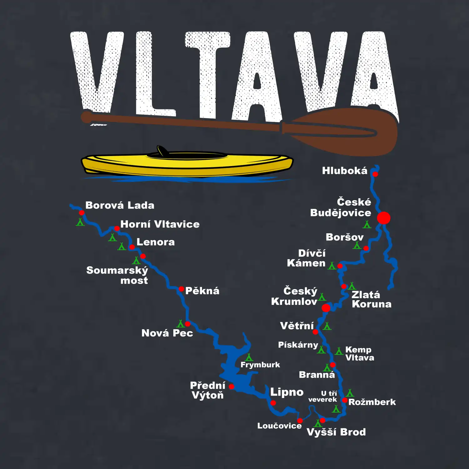 Mapa řeky Vltavy