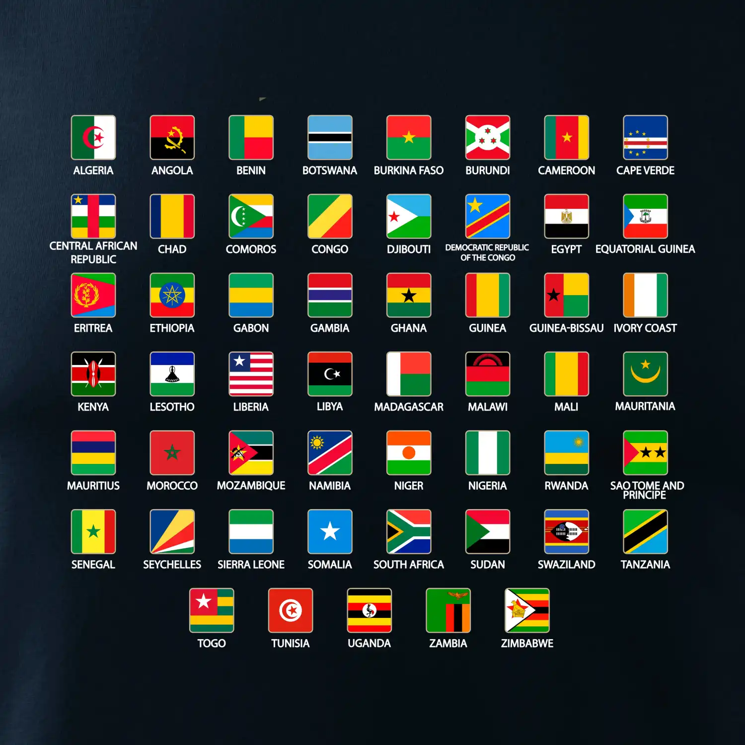 Vlajky států - Afrika